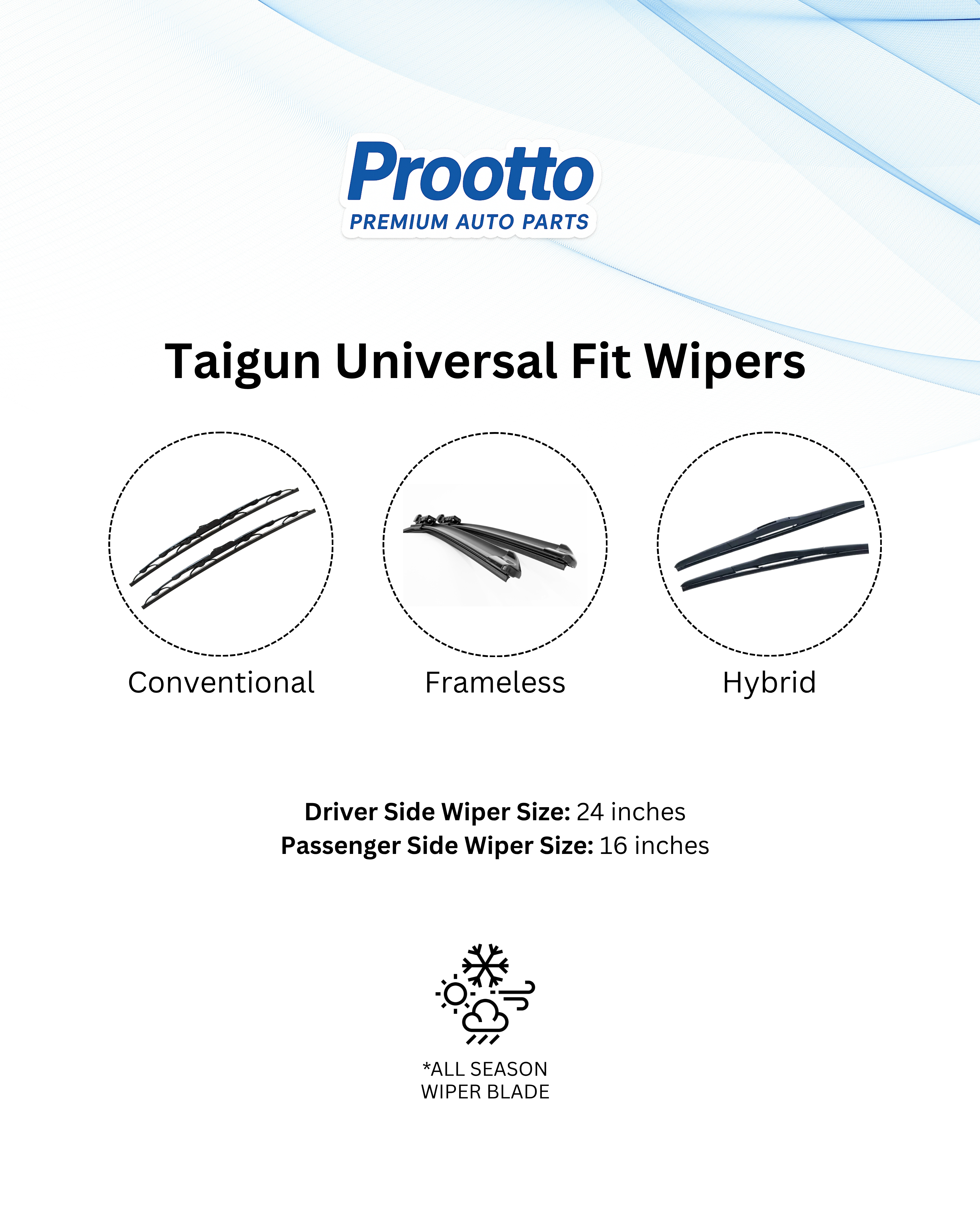 Volkswagen Taigun Wiper Blades (24”/16”) – Prootto Premium Range