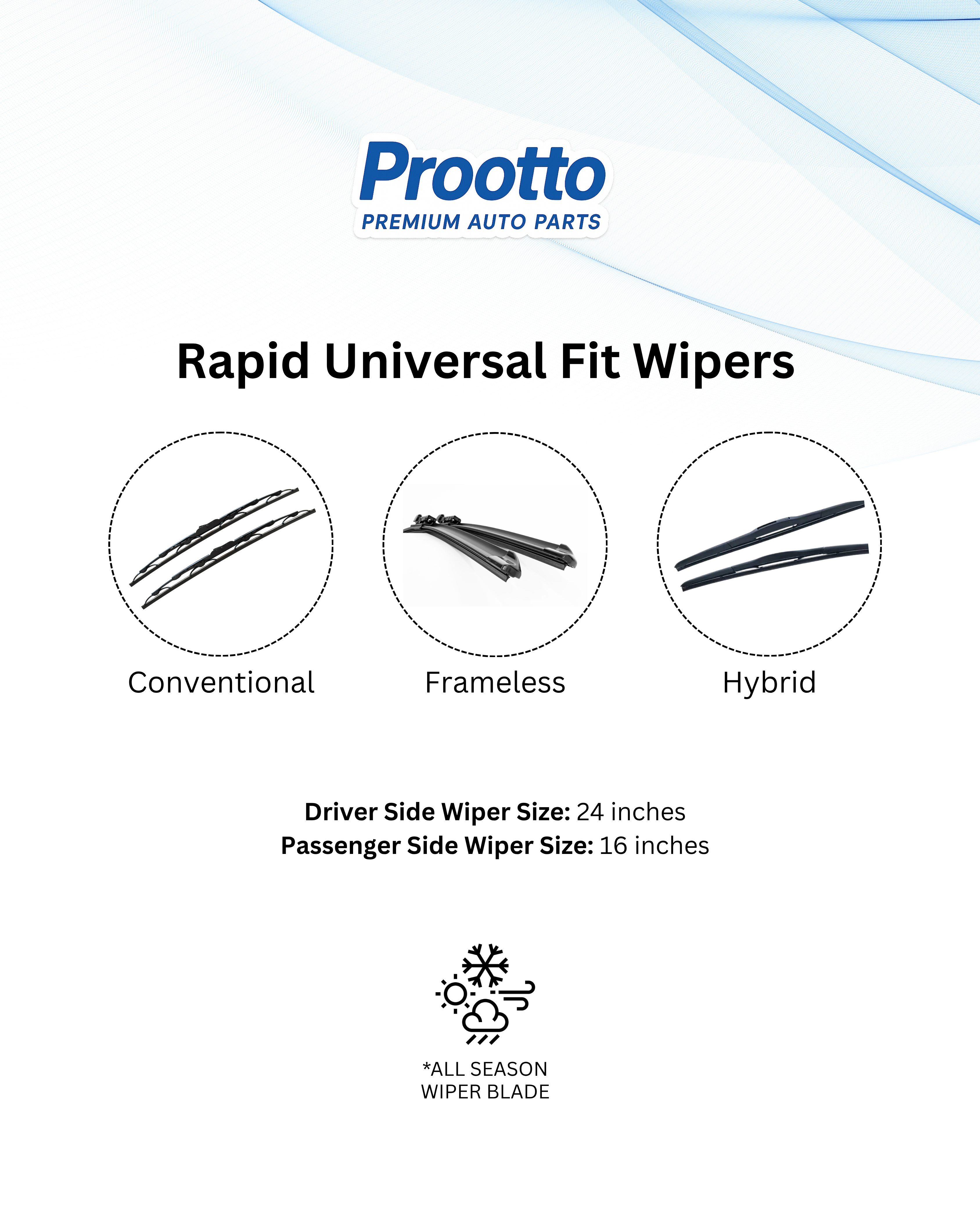 Skoda Rapid Wiper Blades (24”/16”) – Prootto Premium Range