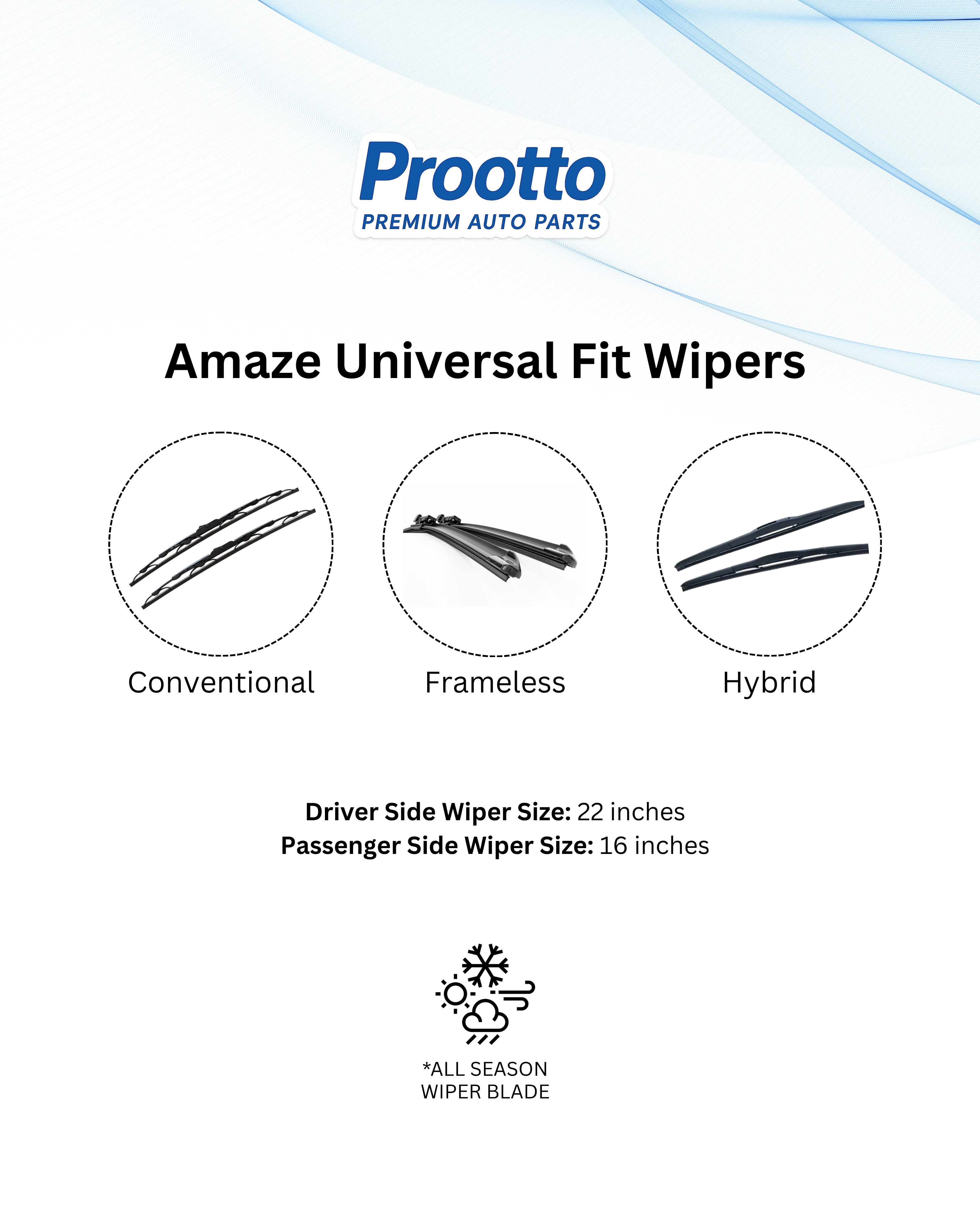 Honda Amaze Wiper Blades (22”/16”) – Prootto Premium Range