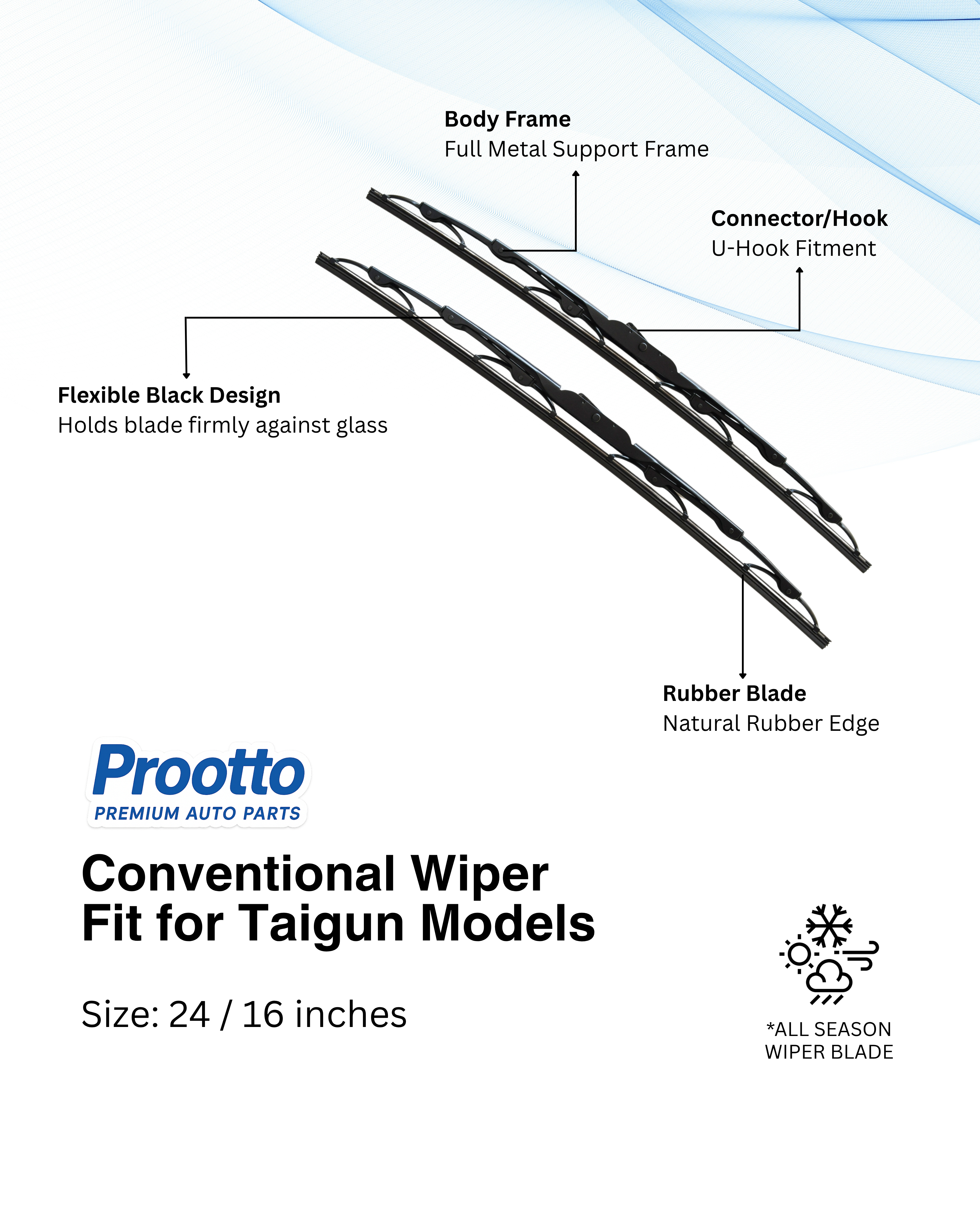 Volkswagen Taigun Wiper Blades (24”/16”) – Prootto Premium Range