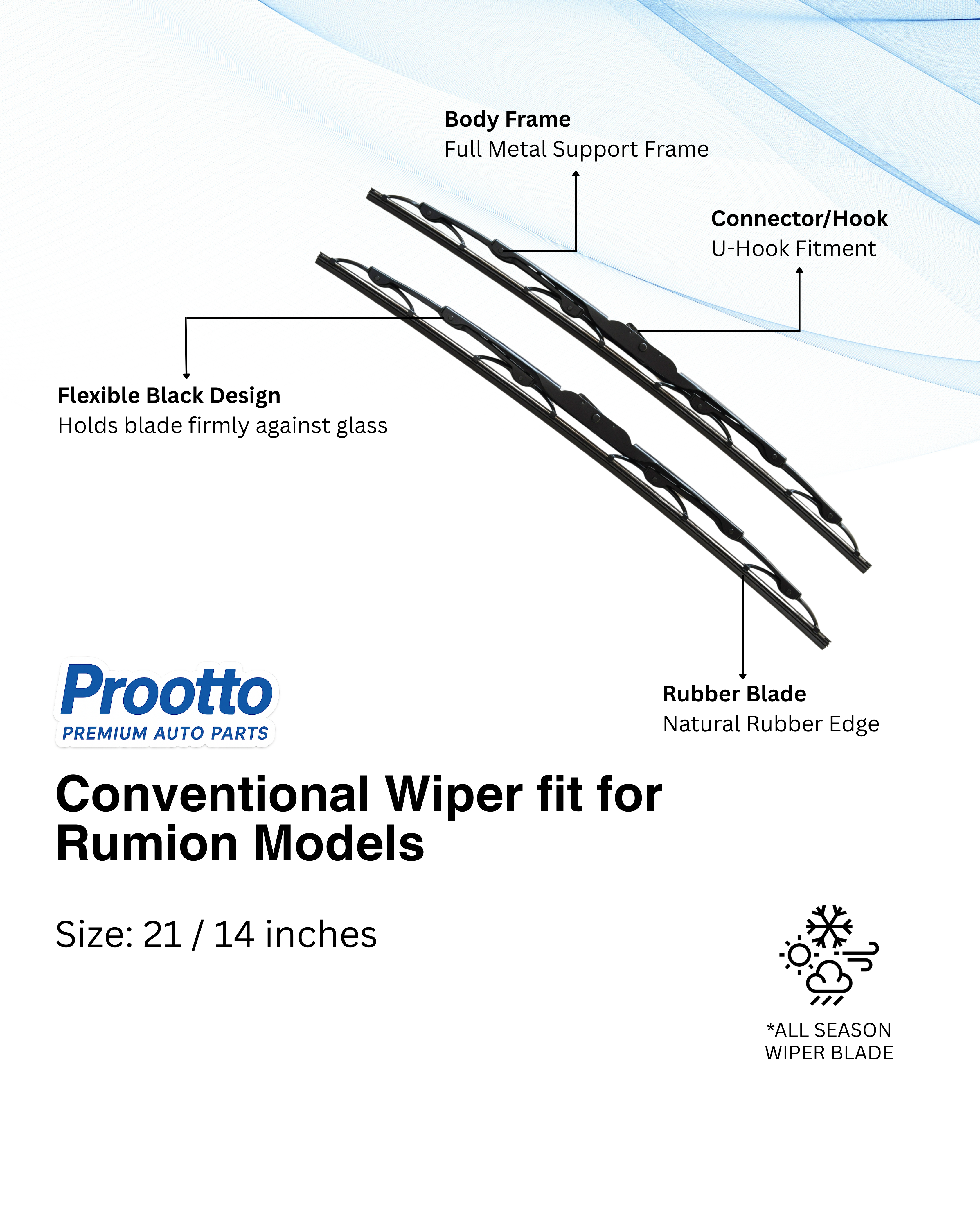 Toyota Rumion Wiper Blades (21”/14”) – Prootto Premium Range