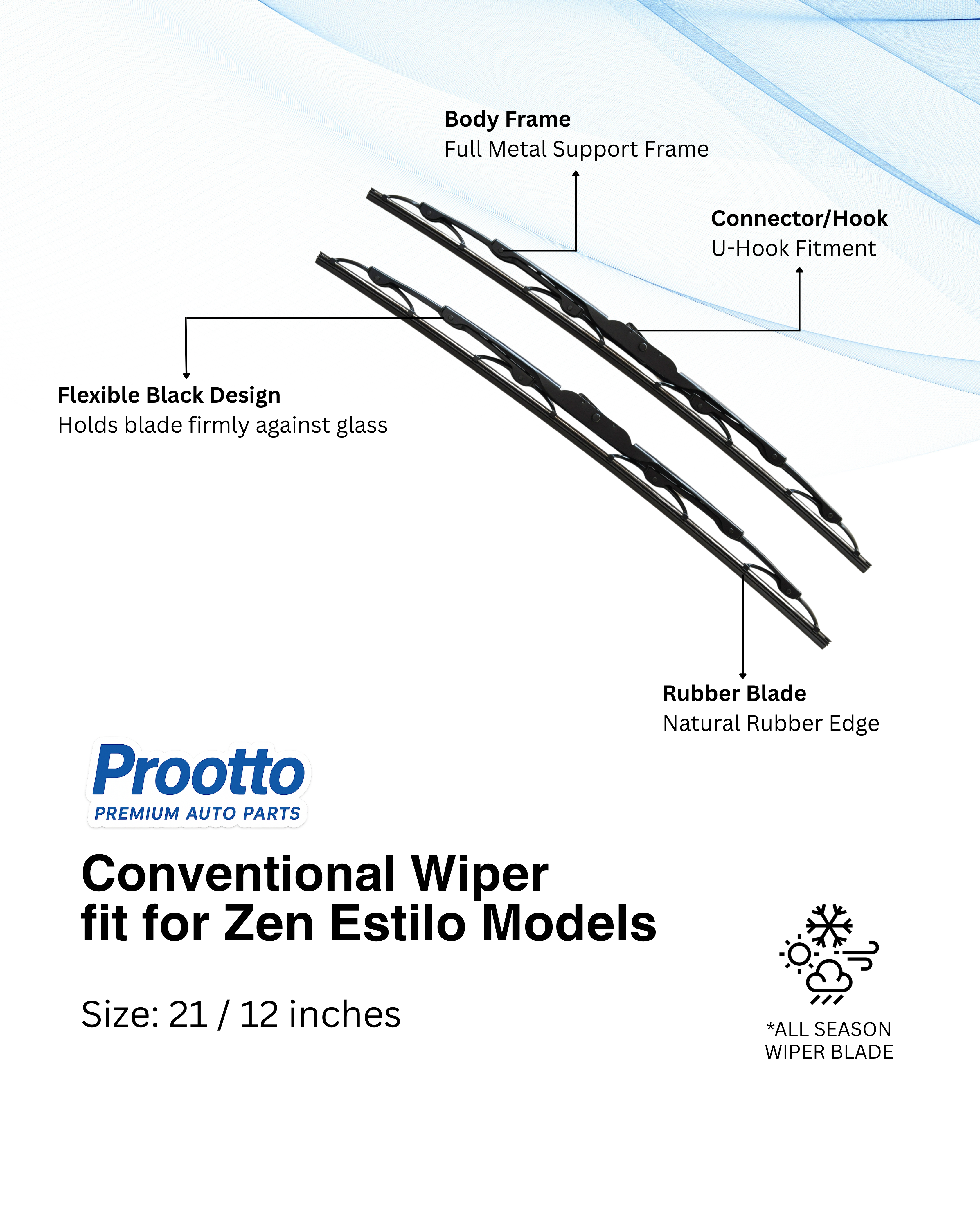 Maruti Zen Estilo Wiper Blades (21”/12”) – Prootto Premium Range