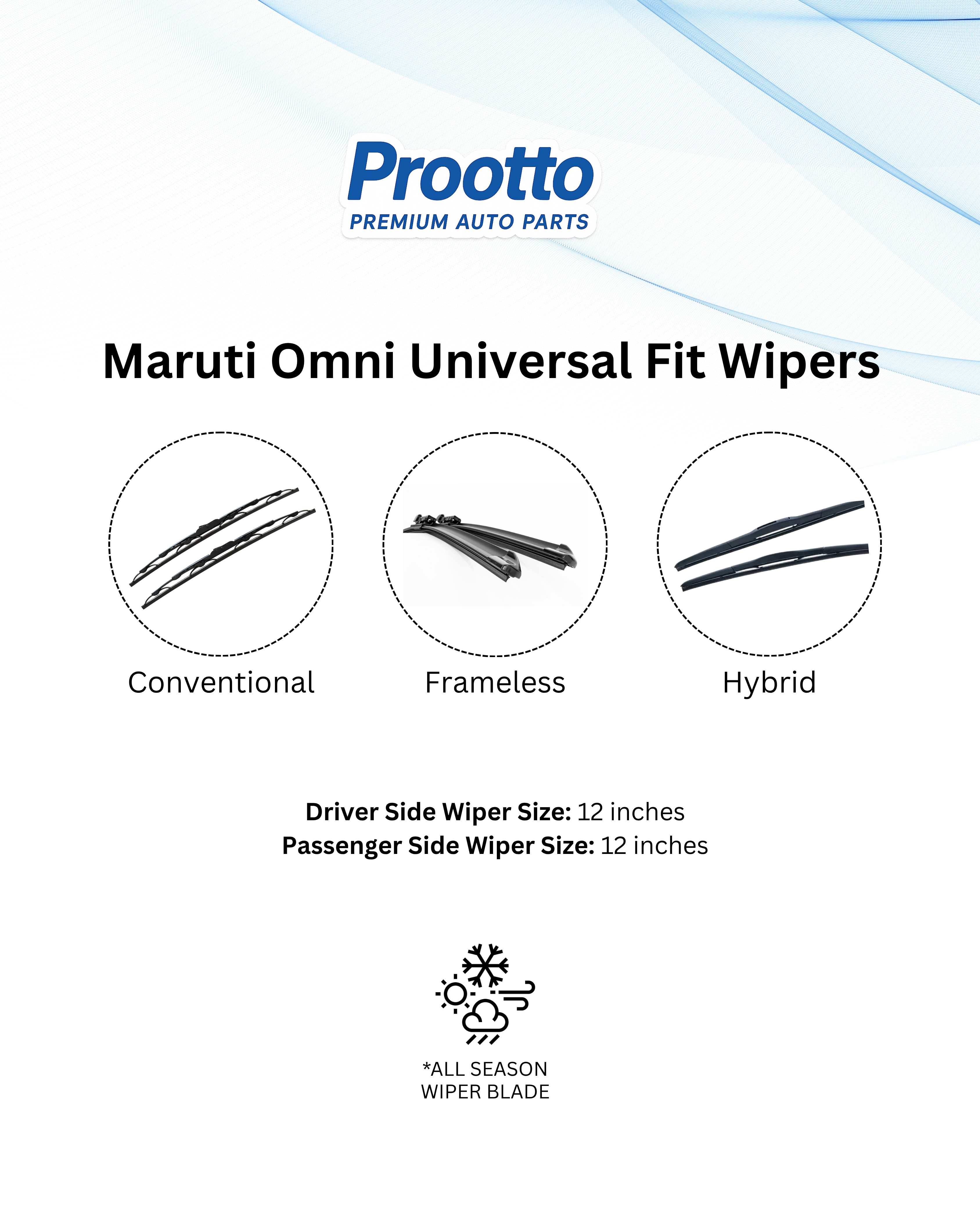 Maruti Omni Wiper Blades (12”/12”) – Prootto Premium Range