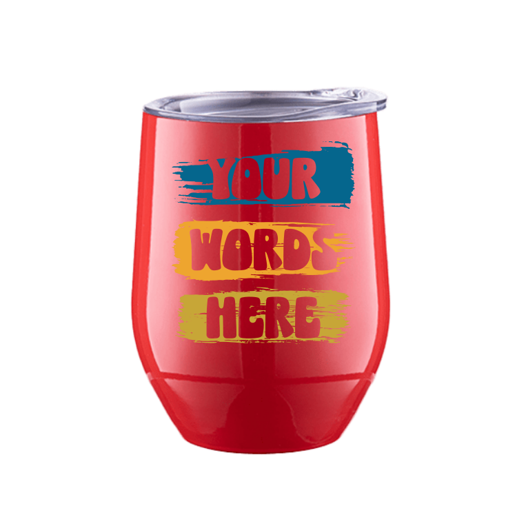 Stemless Wine Glass in Red or Stainless Steel and lid