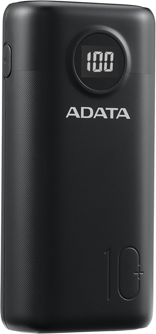 ADATA P10000QCD Powerbank Batería Portátil de Carga Rápida, de 10000 mAh con Pantalla Digital,(Modelo AP10000QCD-DGT-CBK)