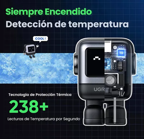 UGREEN 30 W Cargador Tipo C Carga Rapida,Nexode GaNRobot USB C Pantalla Inteligente, Compatible con iPhone 16/15/14/13, Galaxy S24/S23/S22, Pixel 7/8, MacBook Air, iPad Pro,Negro