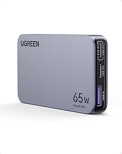 UGREEN Nexode Pro Cargador Tipo C 65W Ultradelgado de 13MM para Espacio Estrecho, Pared Plana con 3 Puertos Compatible con Mac-Book Pro/Air,iPhone16 15 Pro/Pro MAX S24 Ultra y