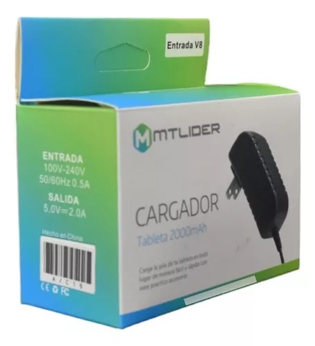 Cargador V8 micro USB para Tableta con Carga Rápida de 2000mAh 