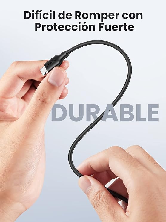 Cable USB-C A USB-C Ugreen 50997 / 1 Metro / Carga Rápida De Hasta 60W / 480 Mbps / PD3.0 / QC 4.0 / 3.0 / 2.0 