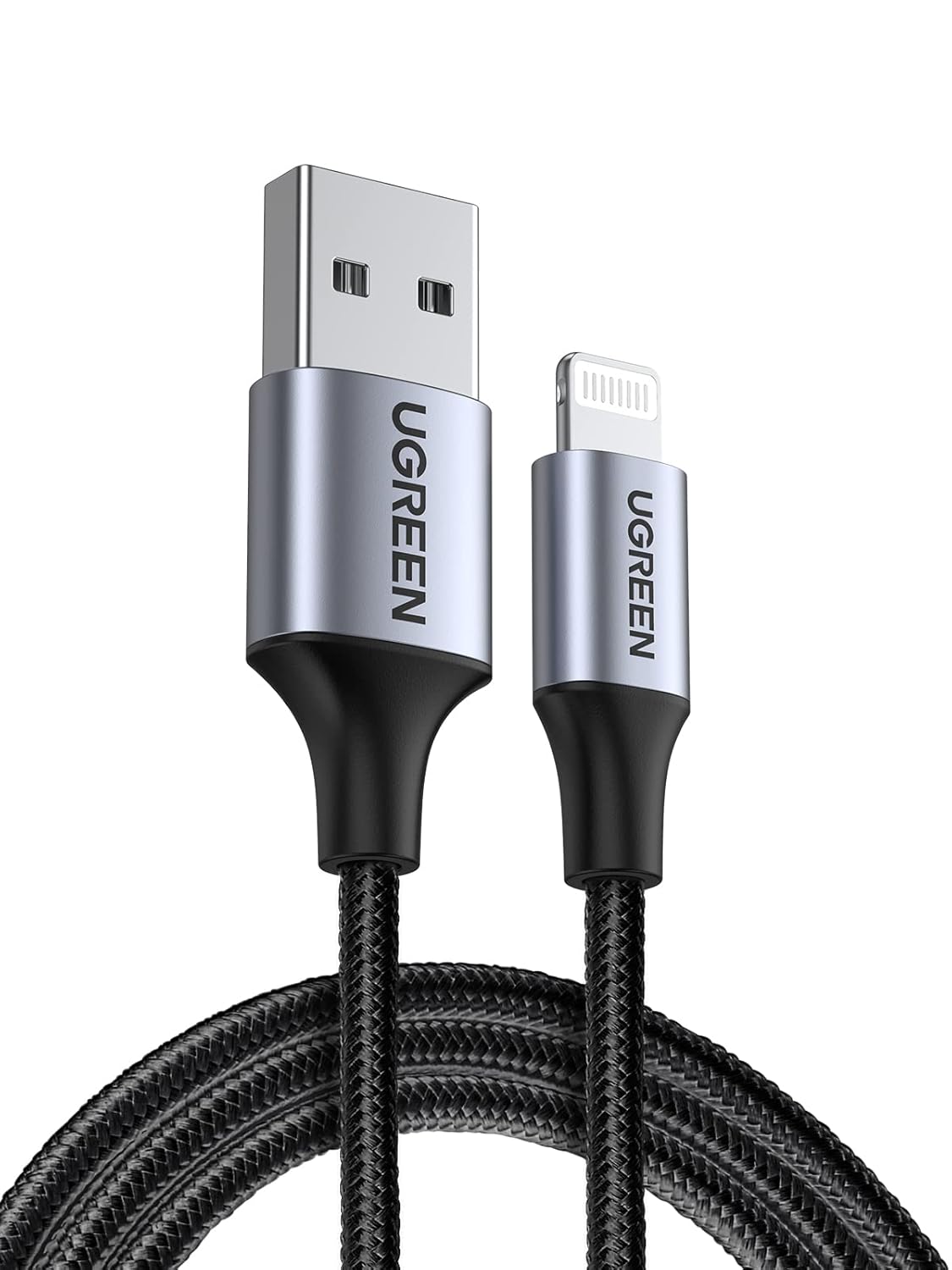 UGREEN Lightning Cable MFI Certificado, Nylon Trenzado 8 PIN 1M 2.4A 480Mbps Max 