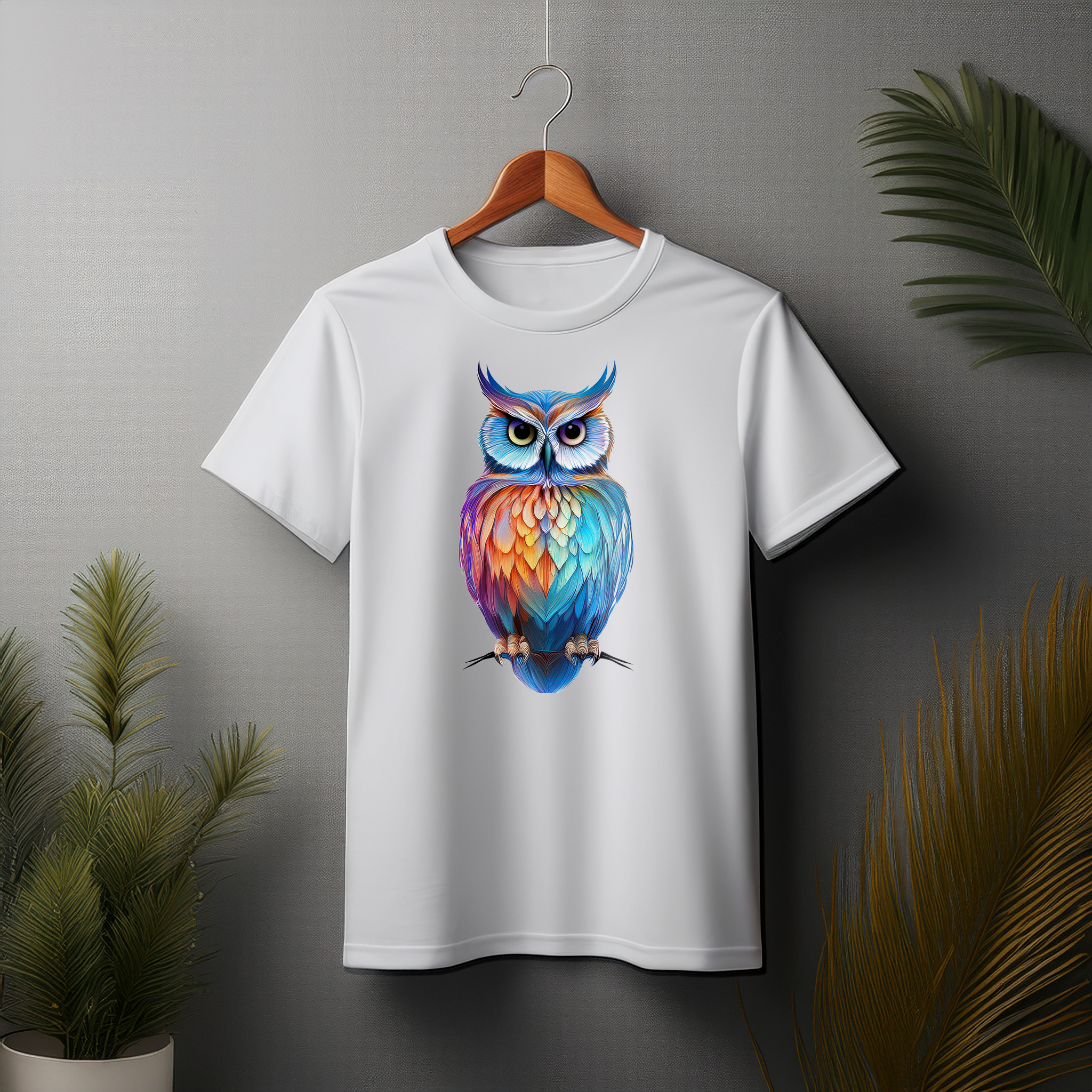 Colorful Owl Graphic T-Shirt