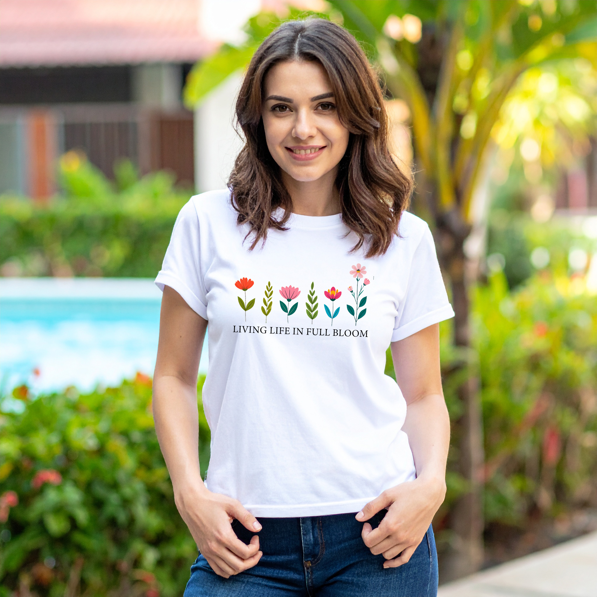 Floral Graphic T-Shirt, LIVING LIFE IN FULL BLOOM