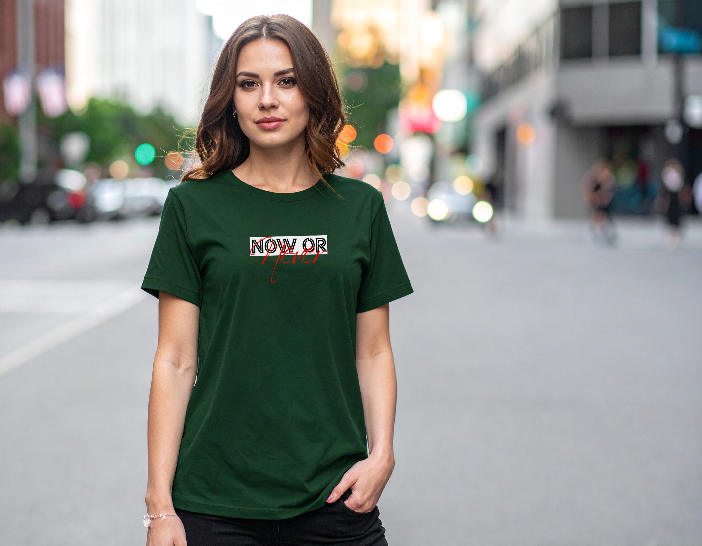 Green 'Now Or Never' T-shirt