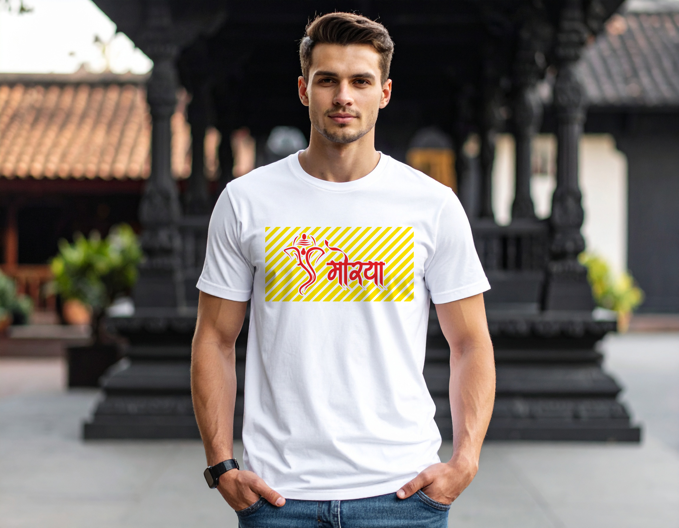 Ganesha Printed White T-Shirt