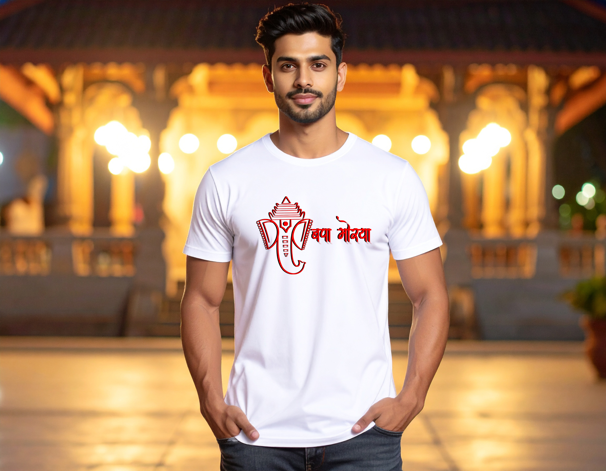 Navy Blue Ganesha Graphic T-Shirt