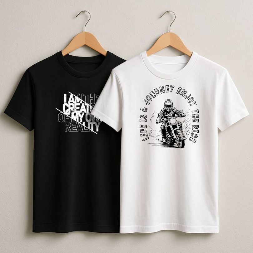 Graphic Printed T-Shirts Set OF 2
