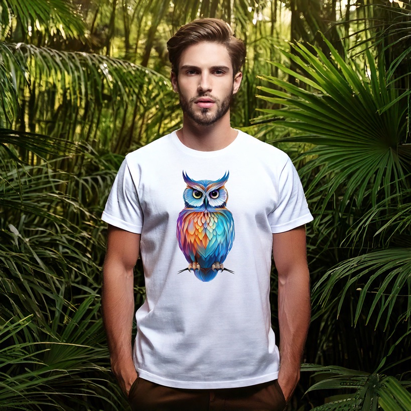 Colorful Owl Graphic T-Shirt