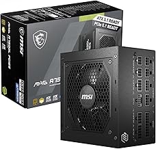 MSI MAG A750GL PCIE5 Power Supply Unit, 750W, 80 Plus Gold, Fully Modular, ATX 3.1, PCIe 5.1 GPU Support, 120mm FDB Fan, Full-Bridge LLC, Flat Black Cables - 7 Year Warranty