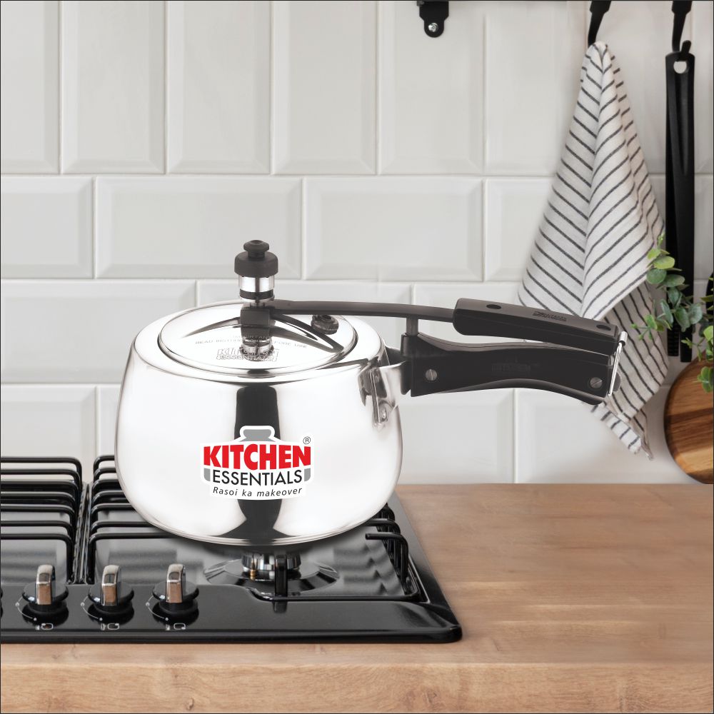 Kitchen Essentials Stainless Steel Kalash Pressure Cooker with Induction Base.