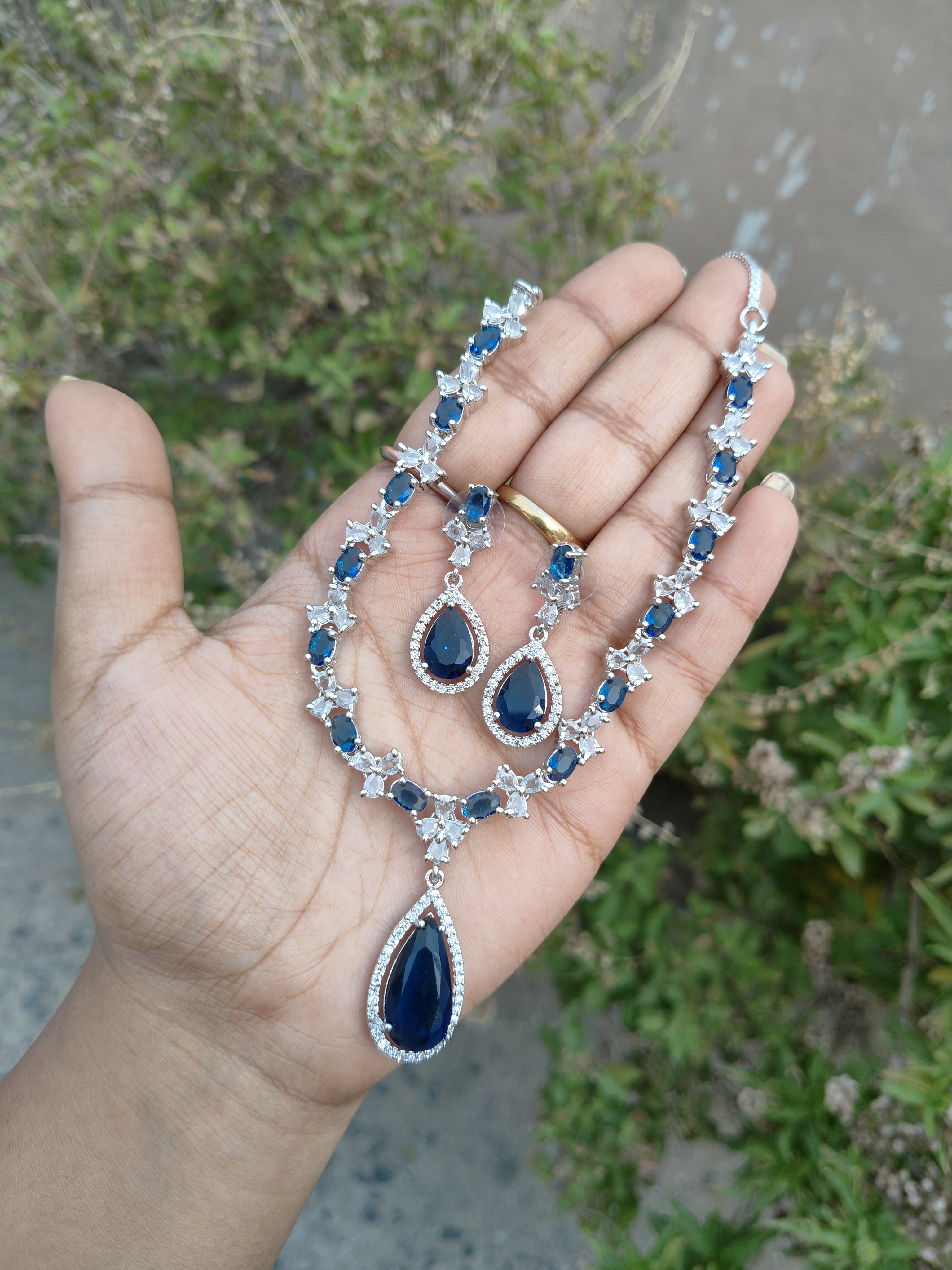 American Diamond Long Drop Necklace 