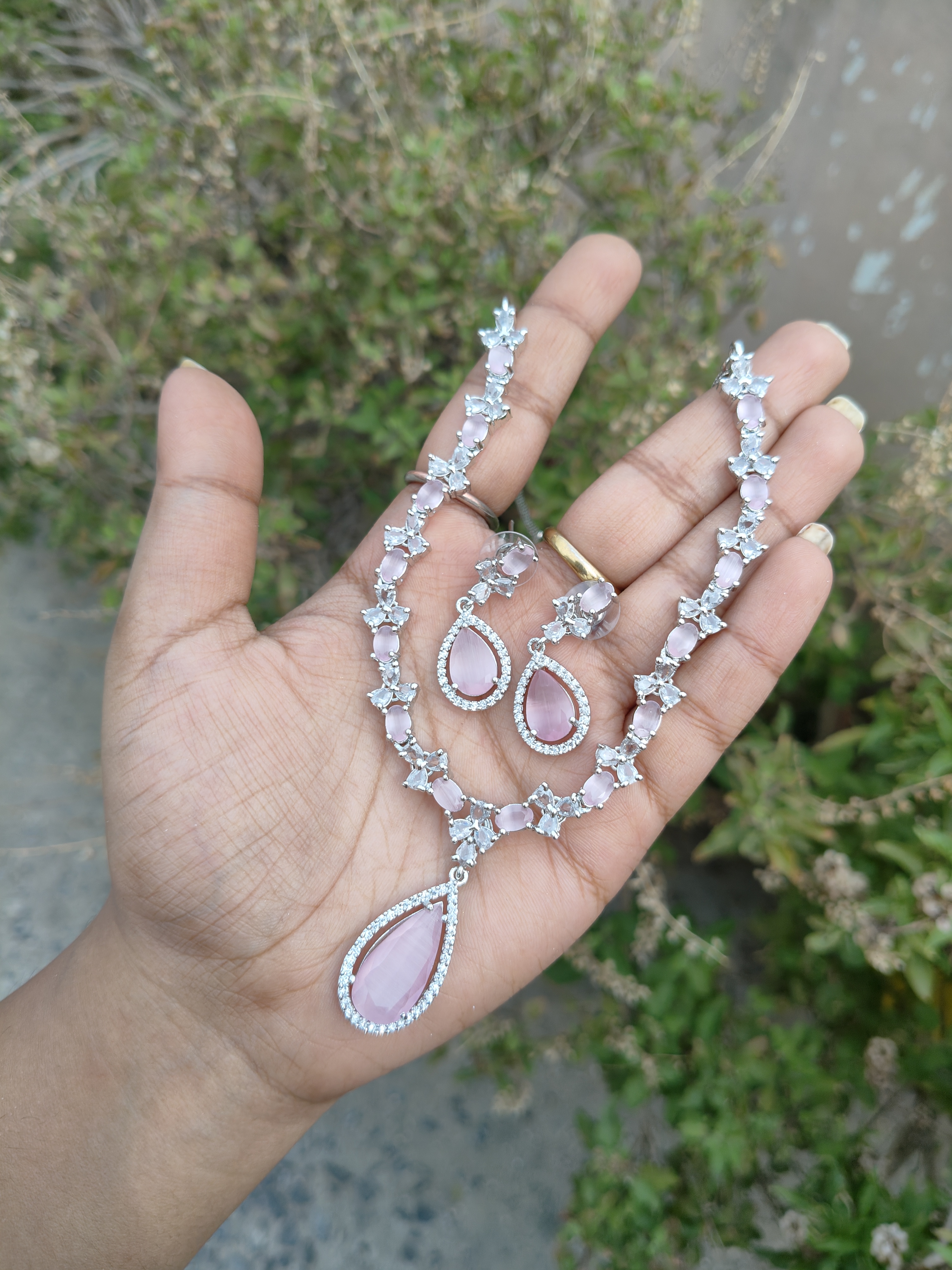 American Diamond Long Drop Necklace 