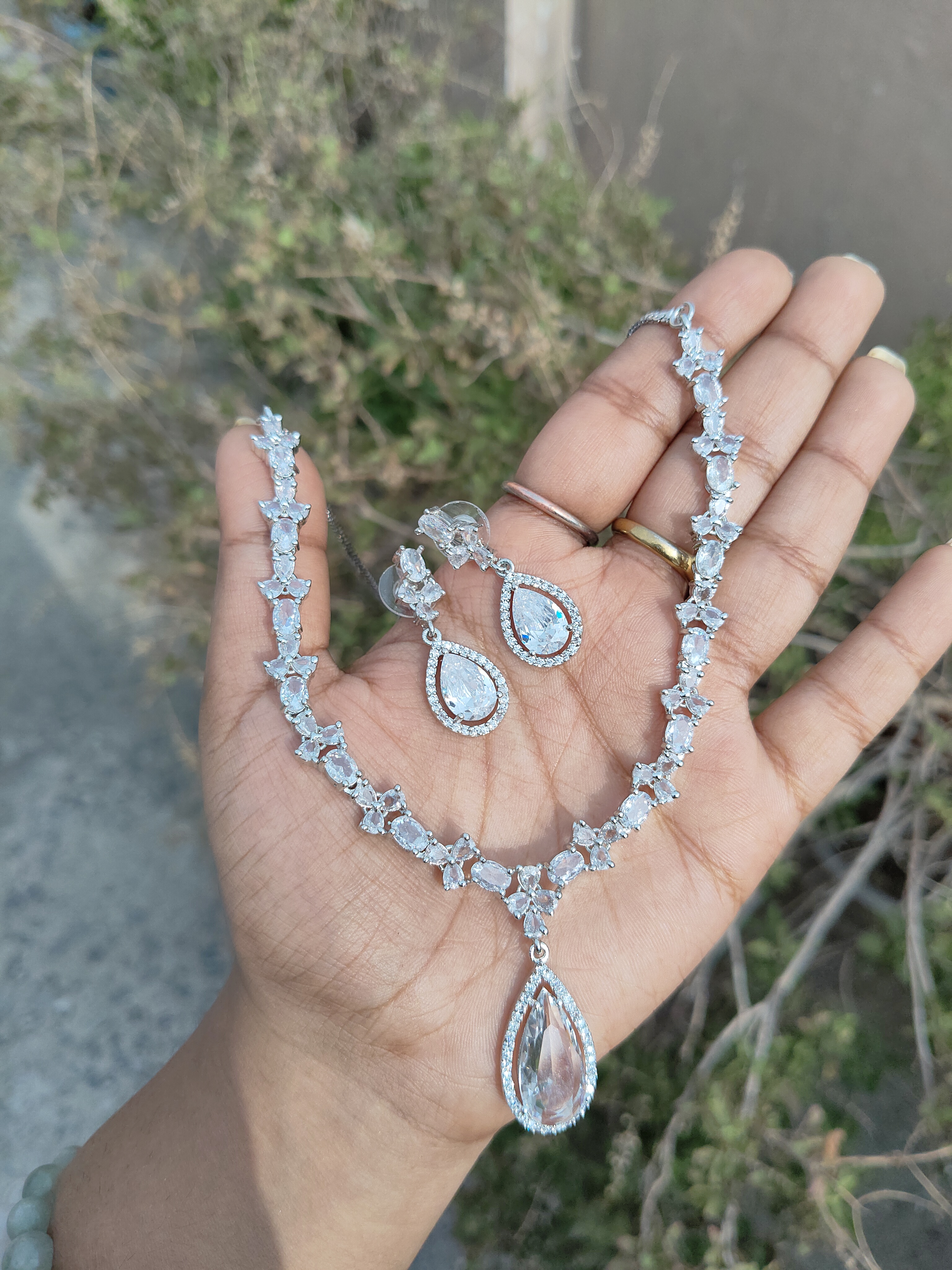 American Diamond Long Drop Necklace 