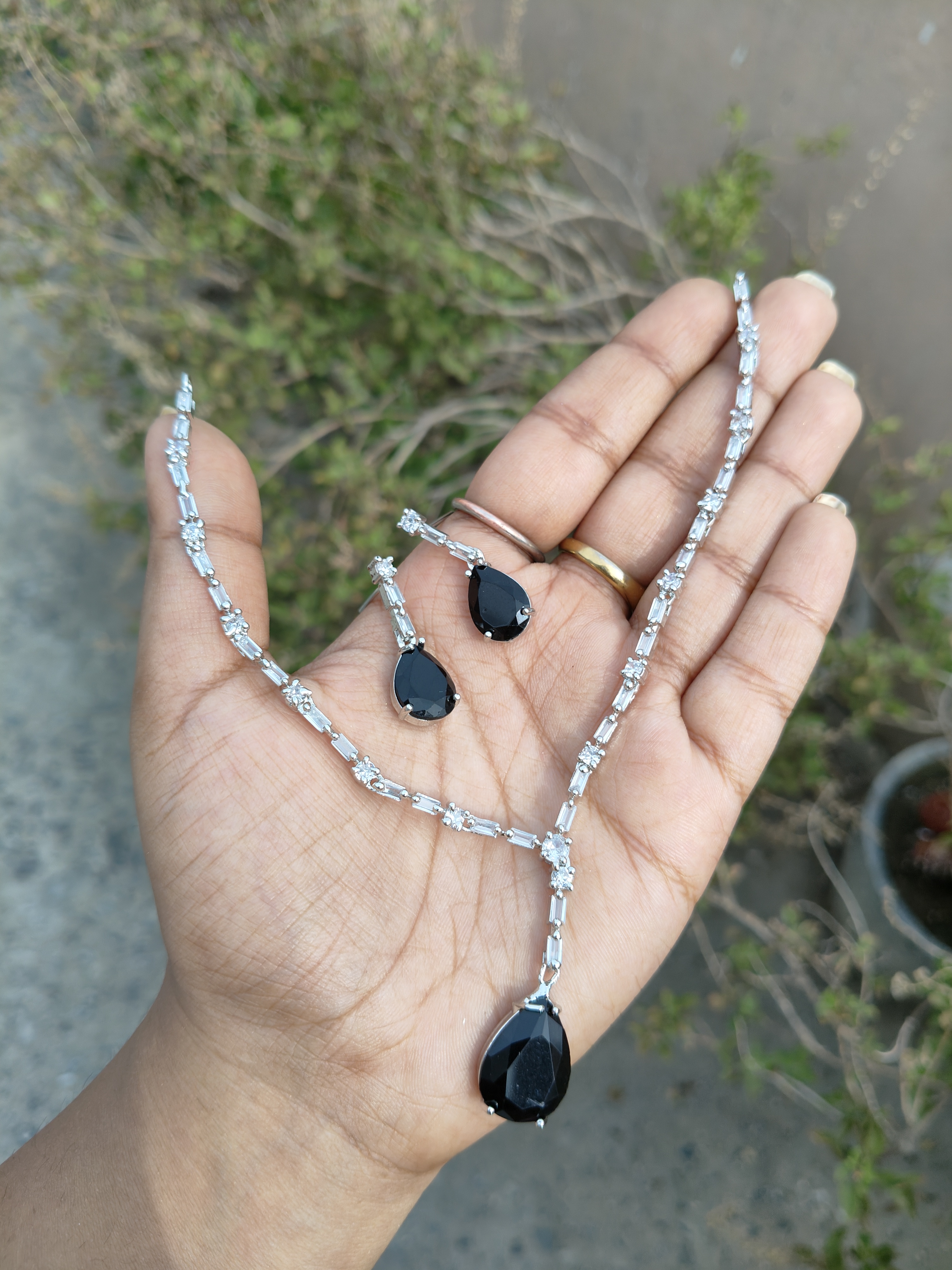 American Diamond Drop Minimal Necklace 