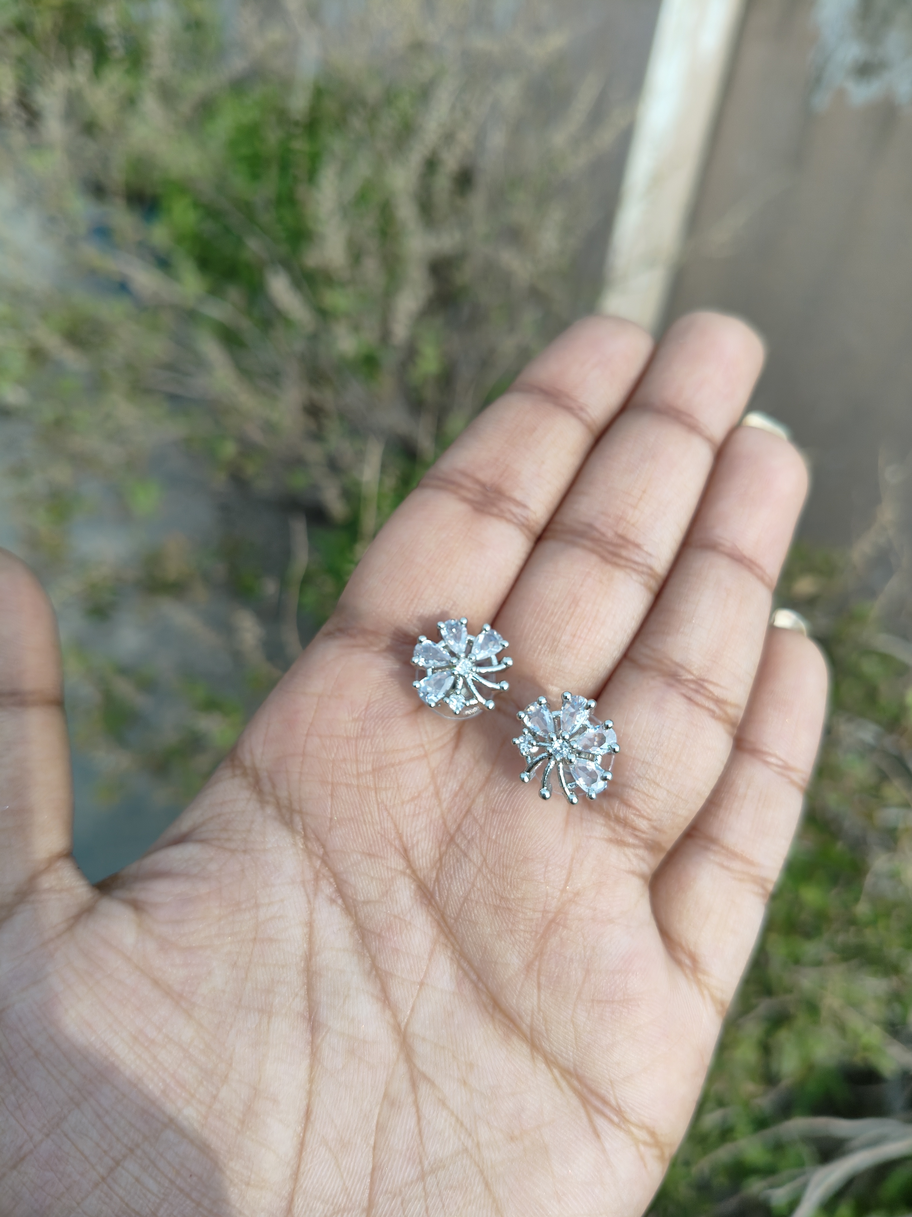 American Diamond Flower Studs