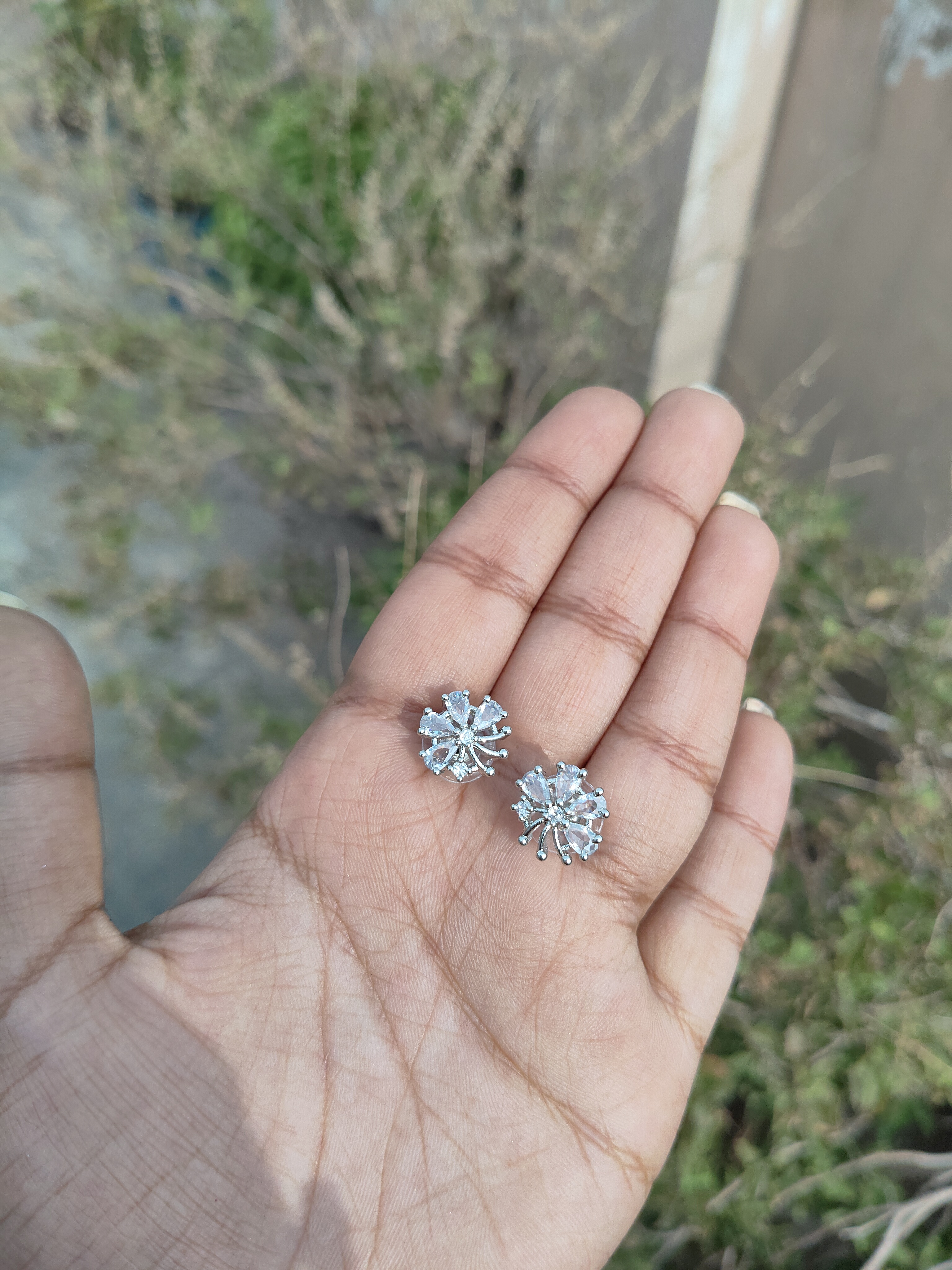 American Diamond Flower Studs