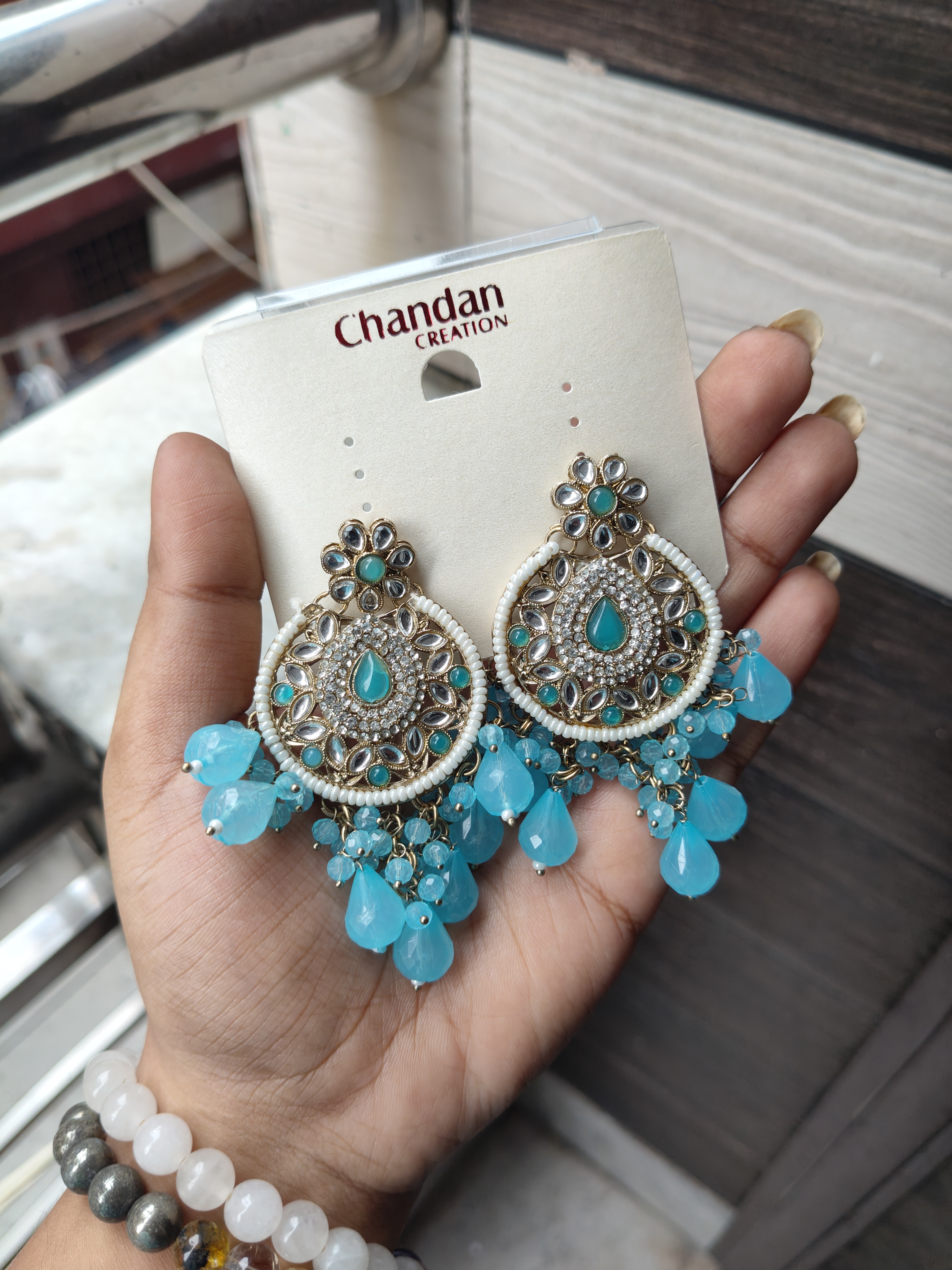 Kundan Pearl Drop Earrings 