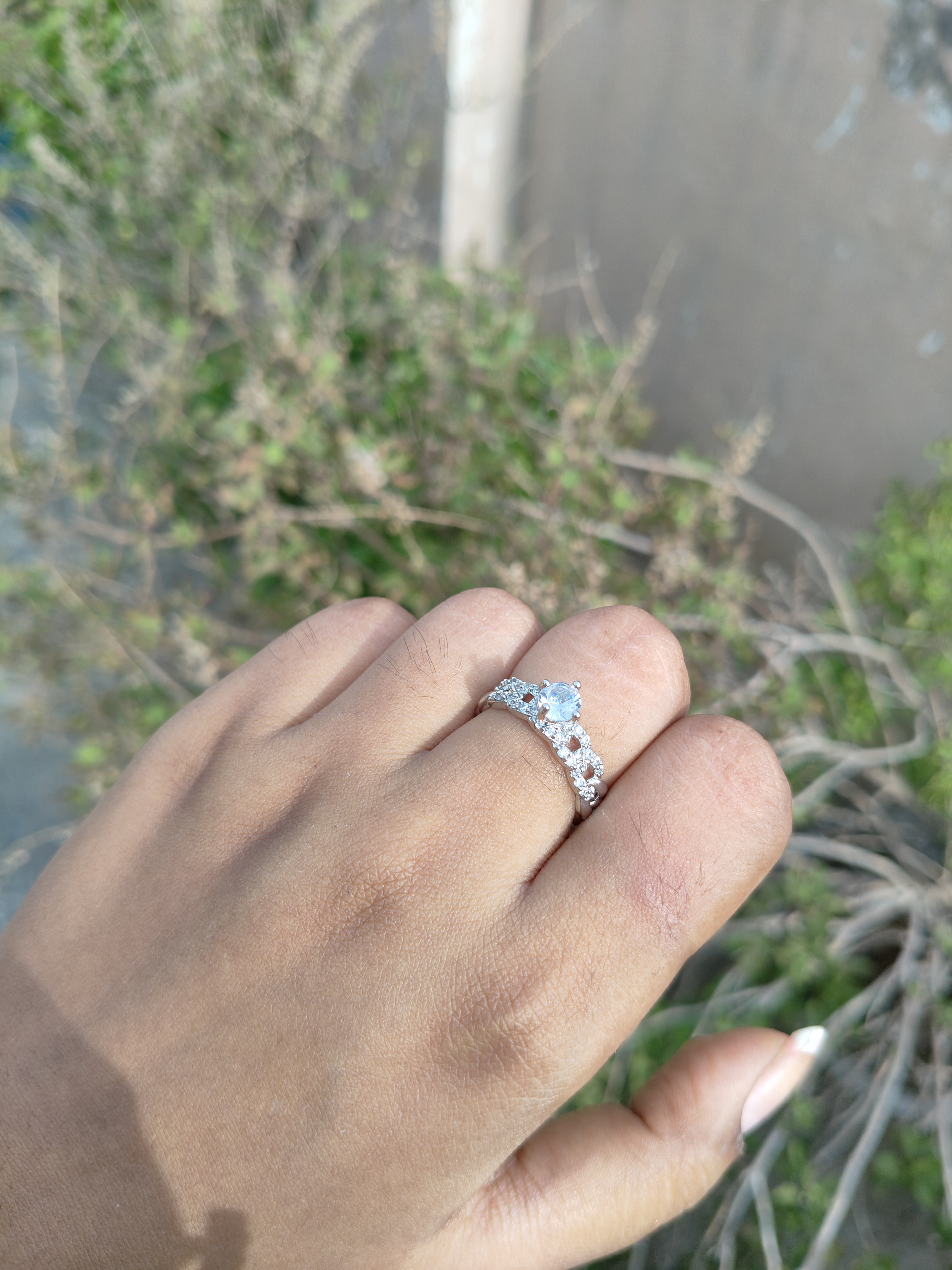 American Diamond Chain Stone Ring