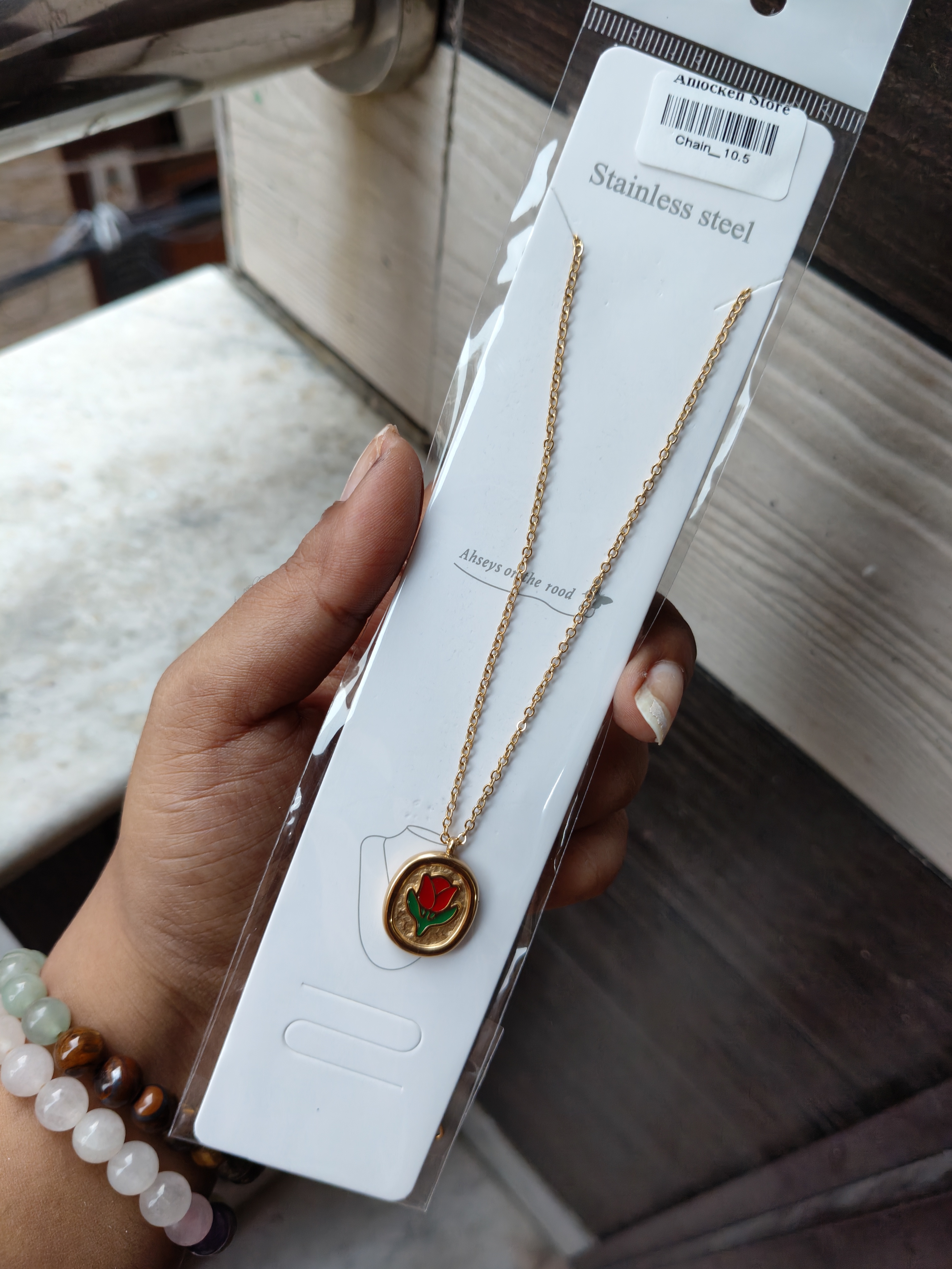 Anti-Tarnish Flower Coin Pendant 