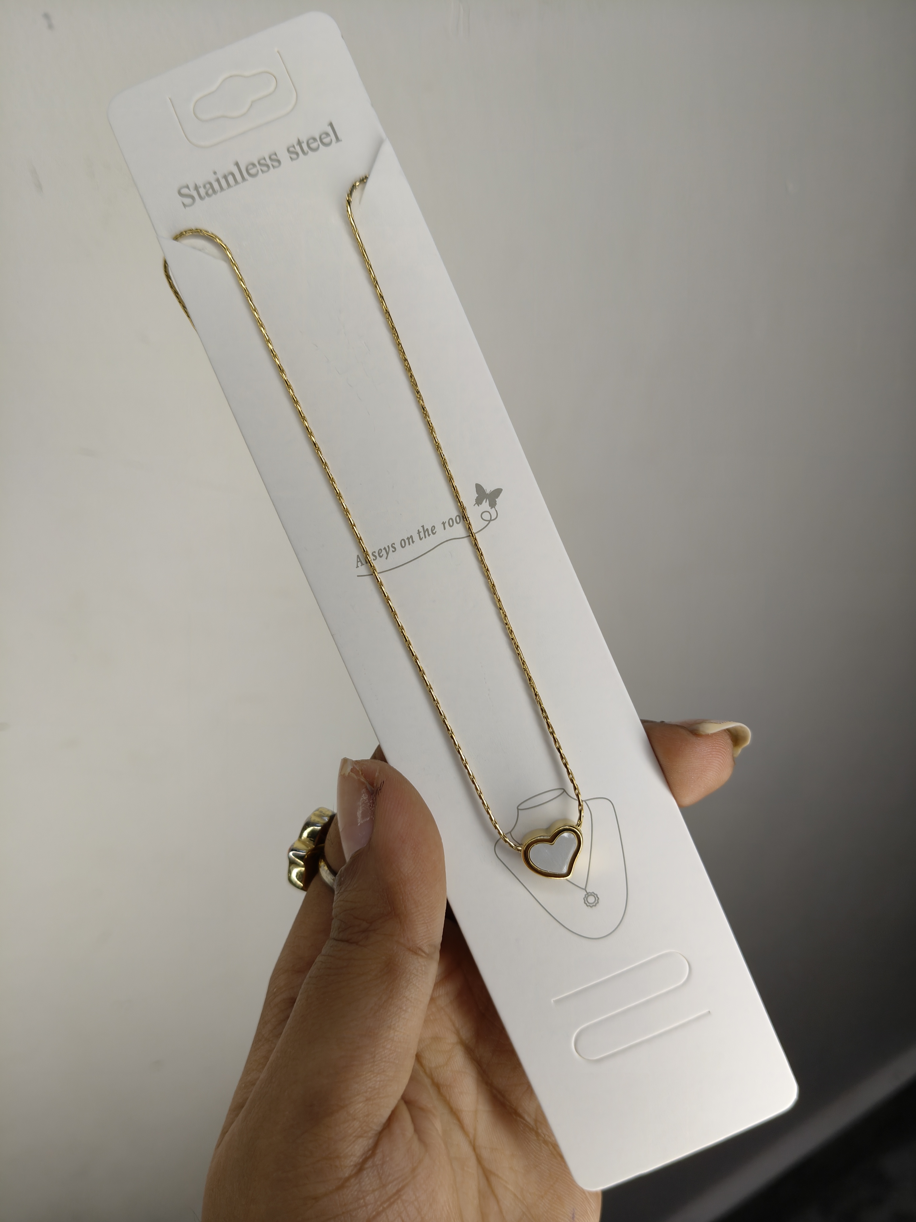 Anti-Tarnish Mini Heart Chain Pendant 