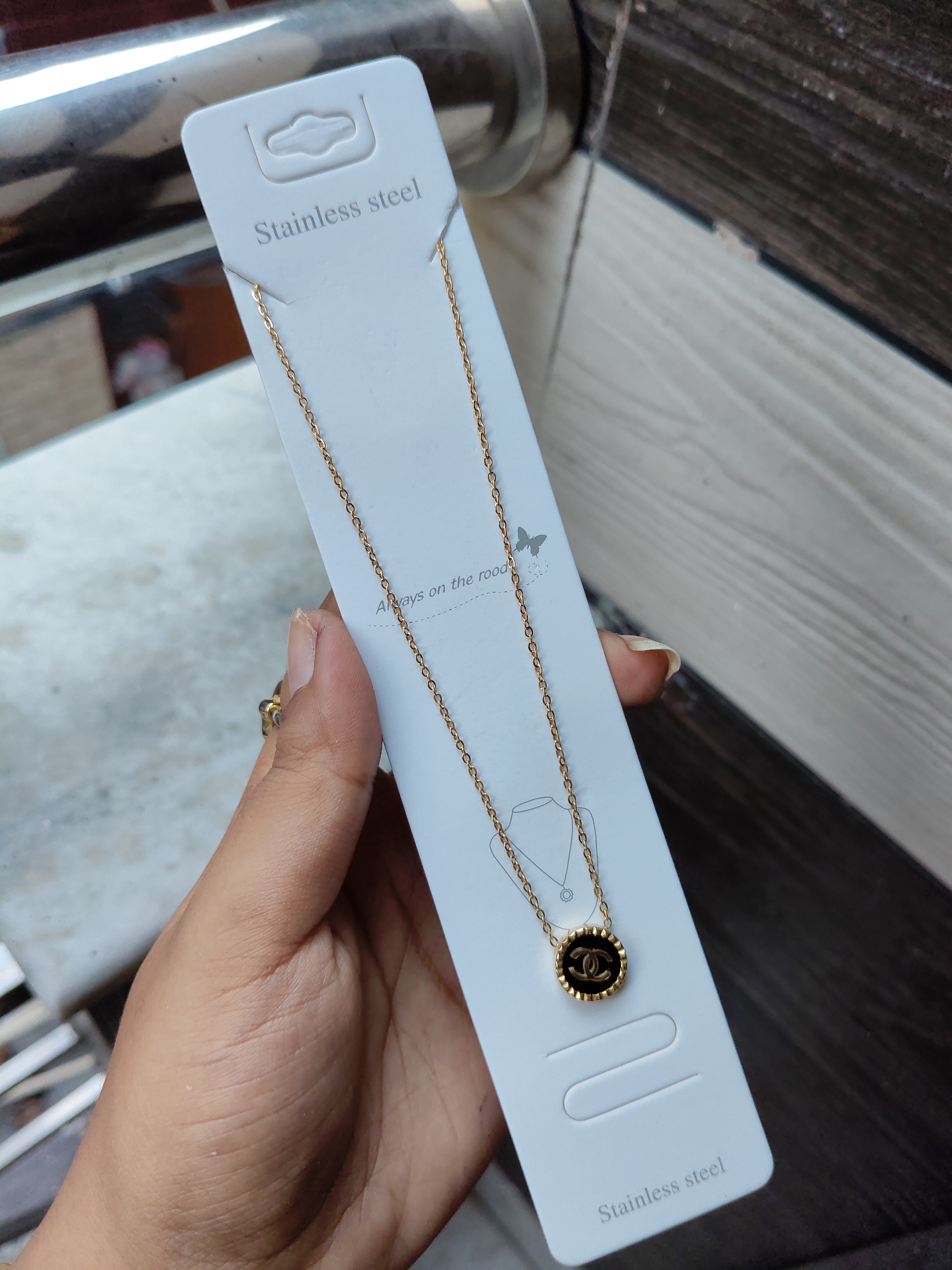 Anti-Tarnish Mini Chanel Round Pendant 