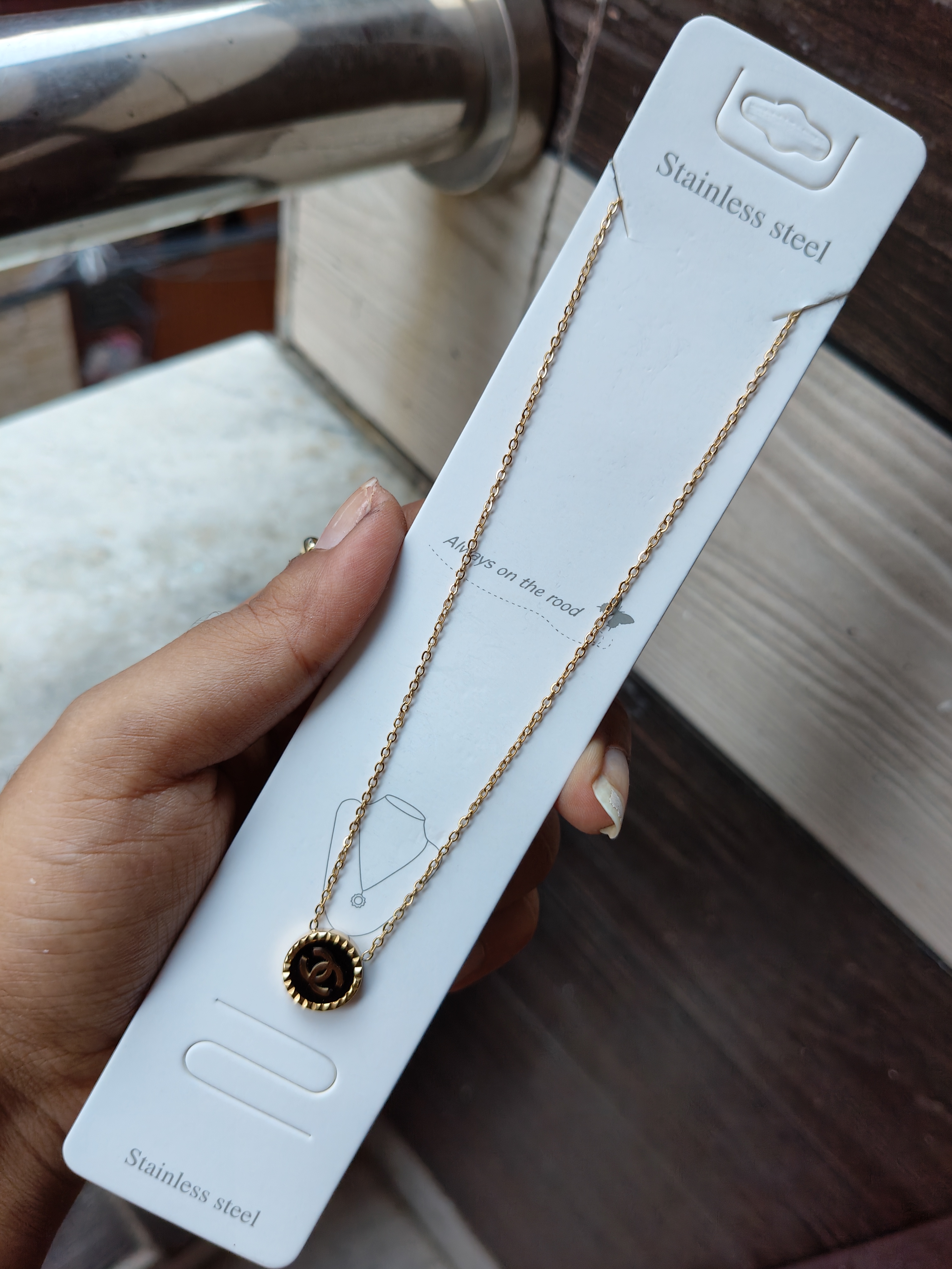 Anti-Tarnish Mini Chanel Round Pendant 