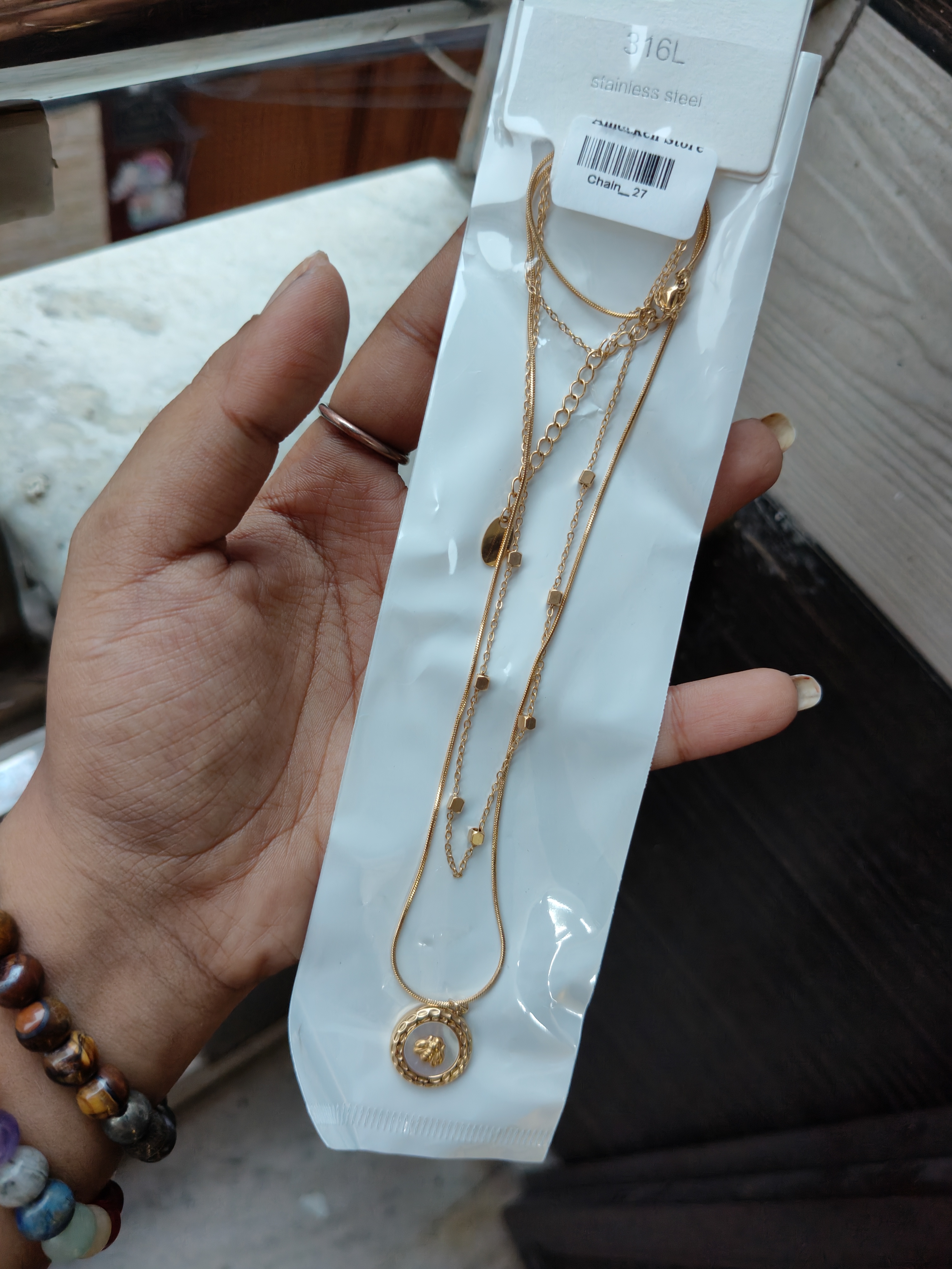 Anti-Tarnish Double Layer Round Pendant 