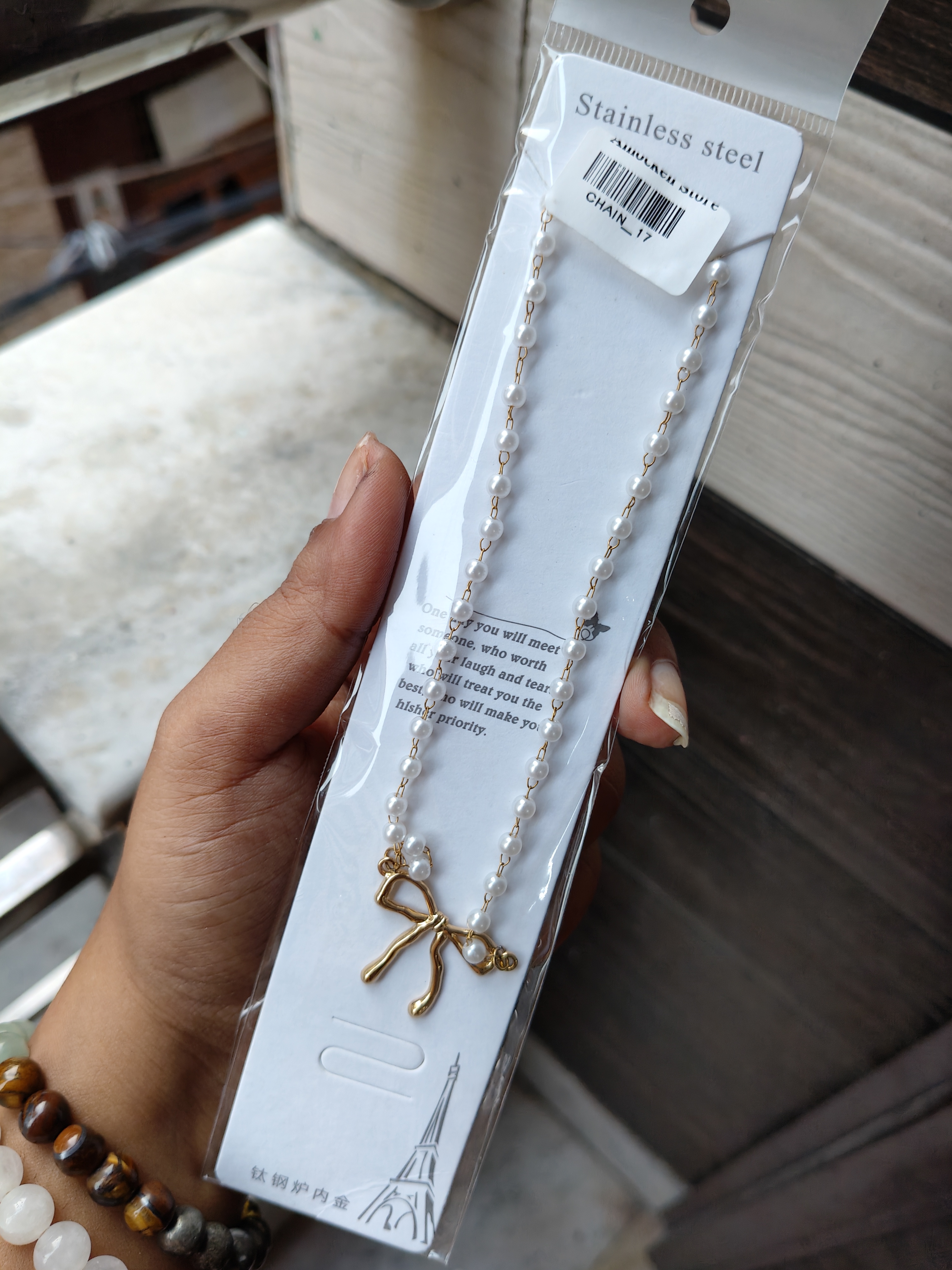 Anti-Tarnish Pearl Bow Pendant 