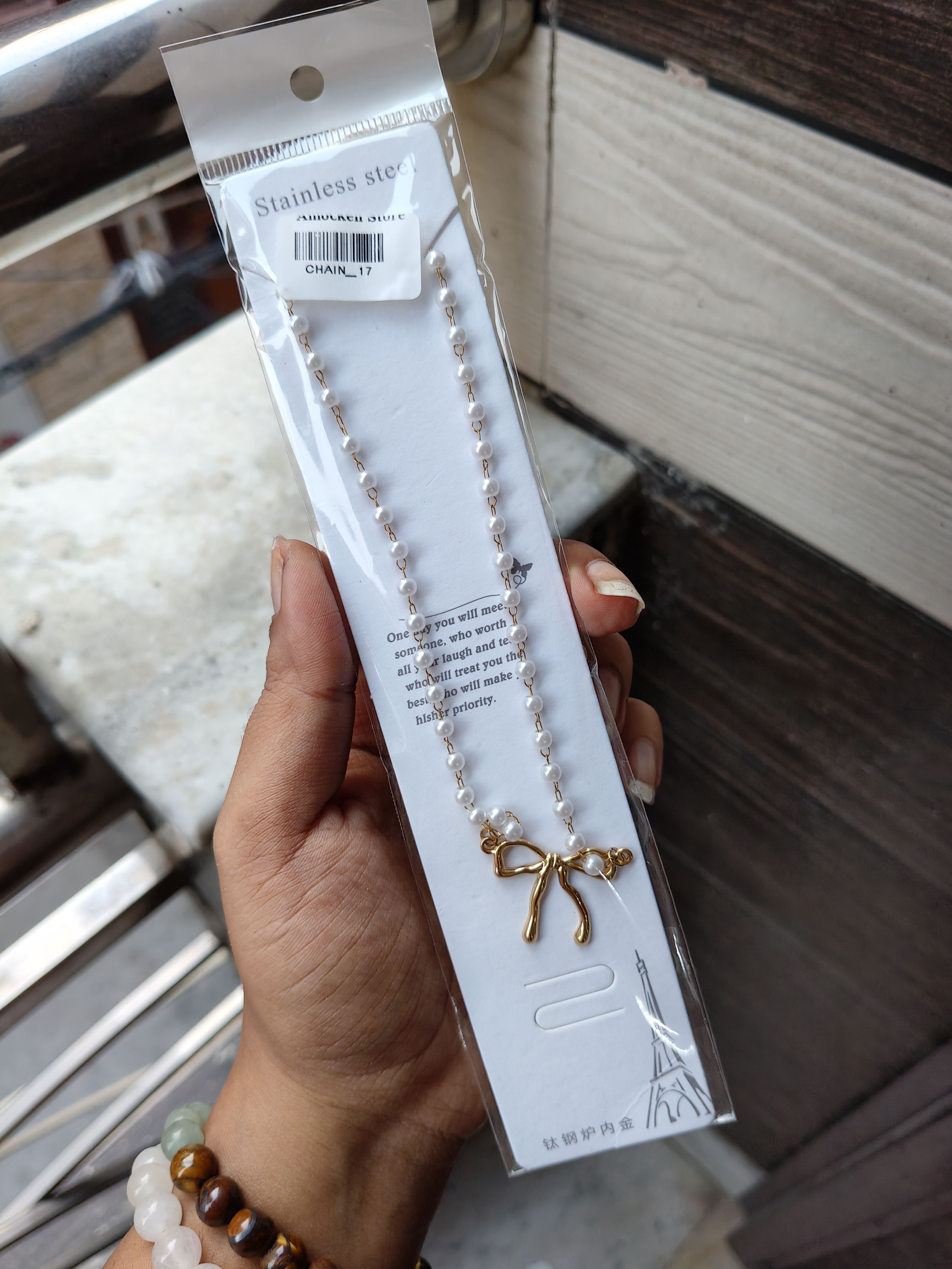 Anti-Tarnish Pearl Bow Pendant 