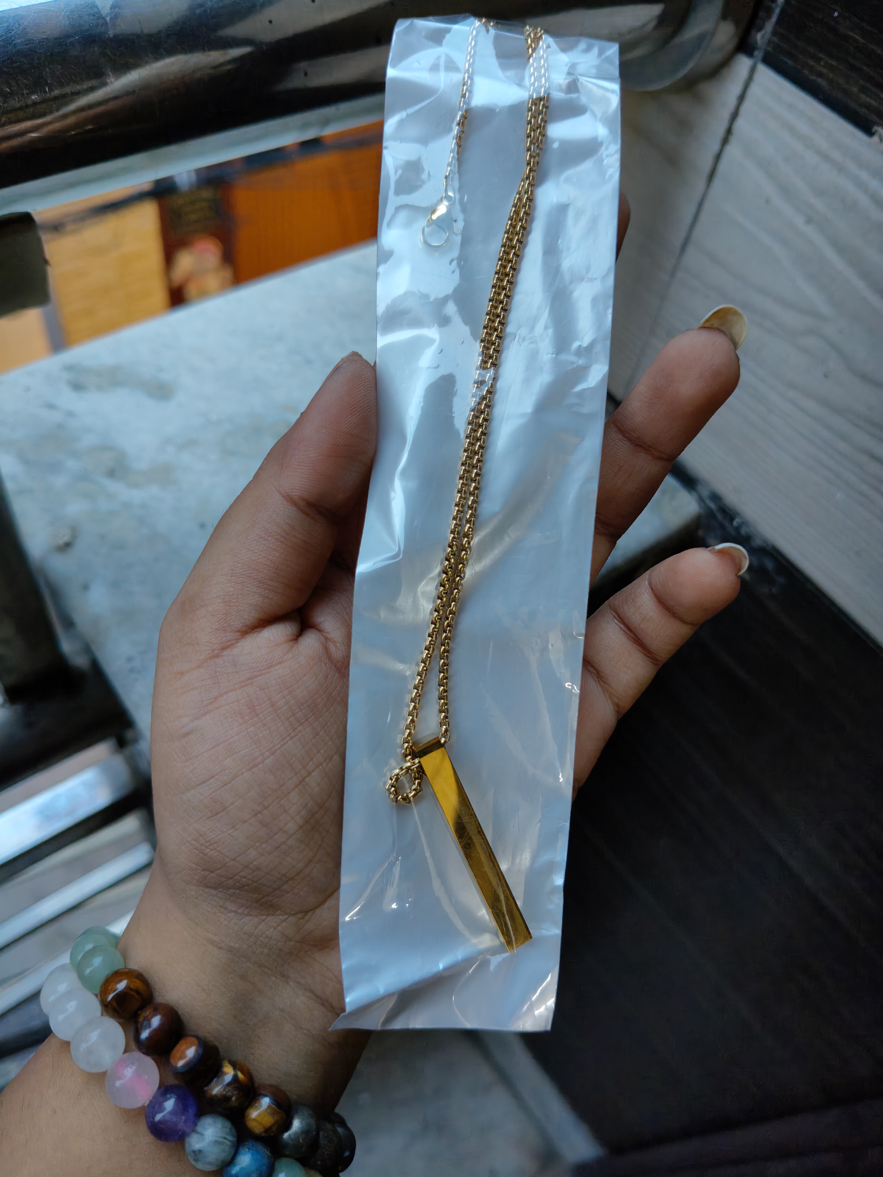 Anti-Tarnish Golden Pendant Men
