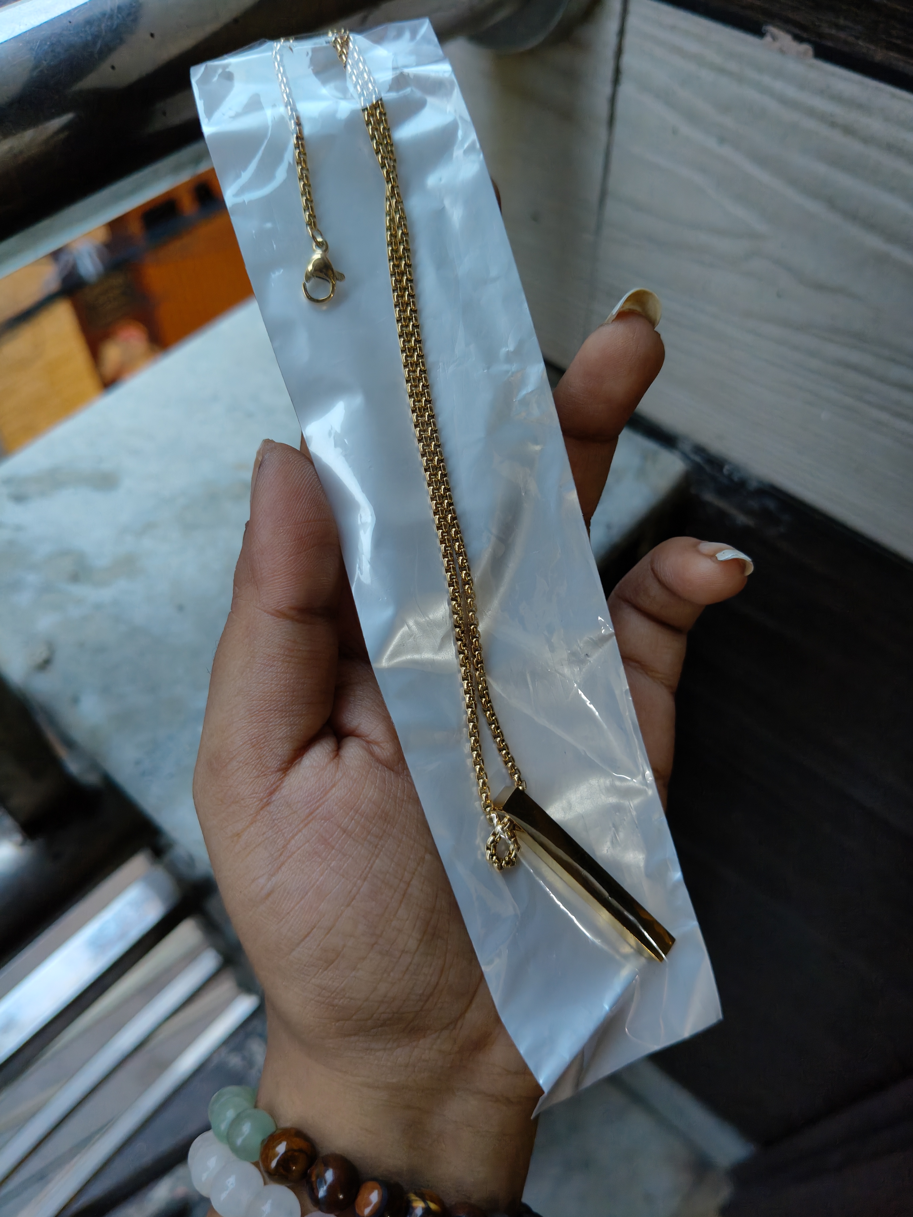 Anti-Tarnish Golden Pendant Men