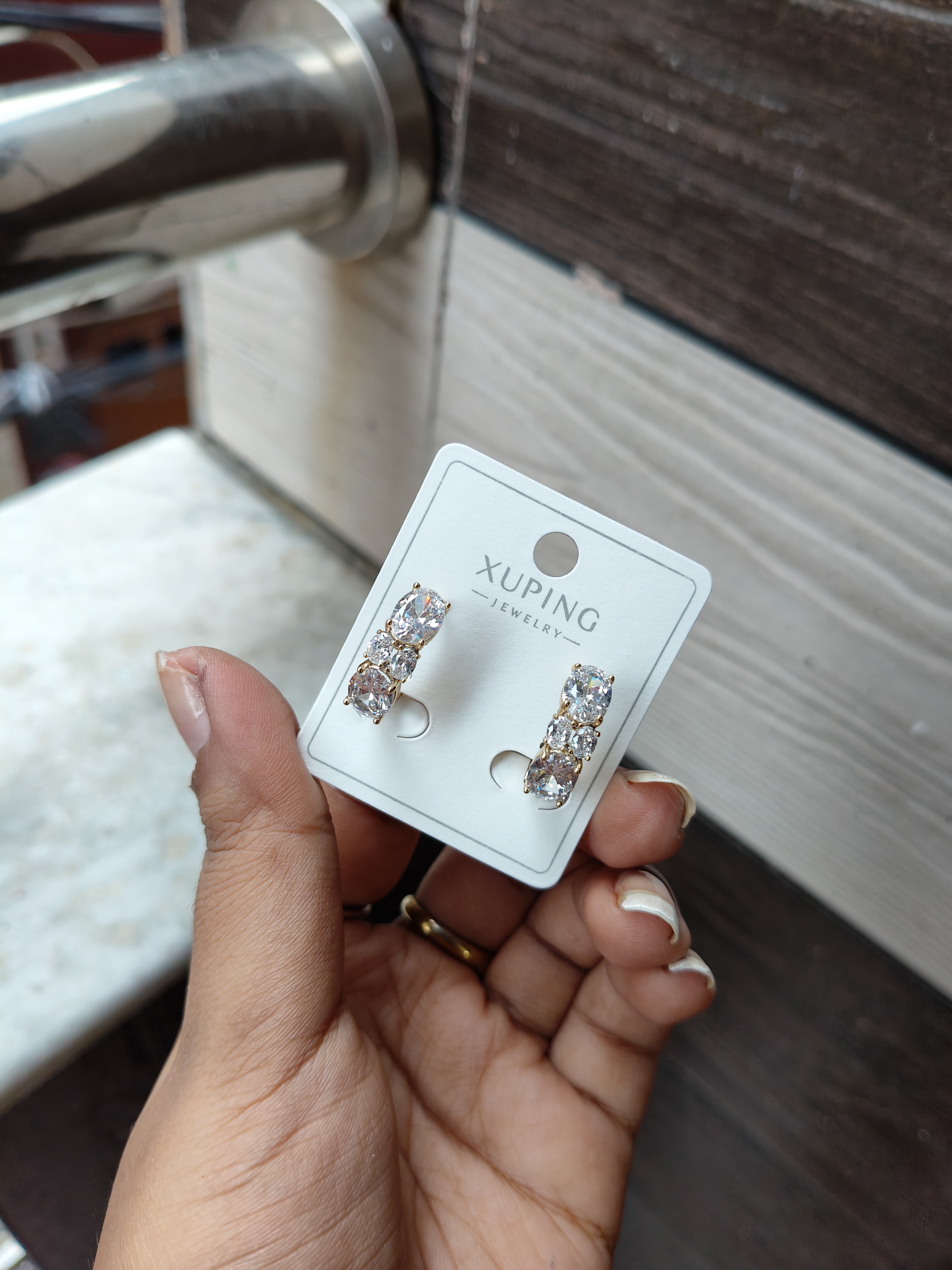 Xuping Big Stone Lock Earrings 