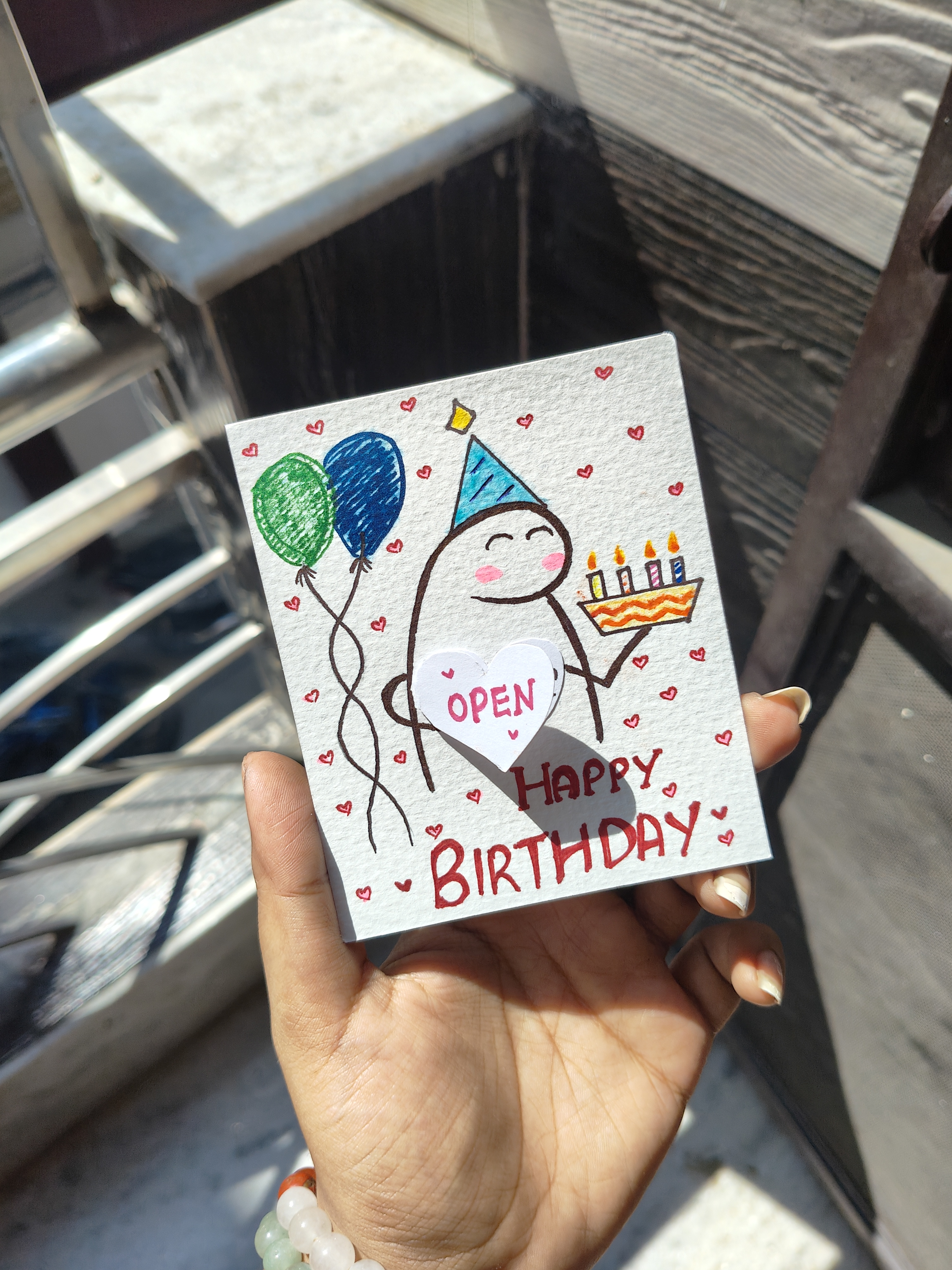 Happy Birthday Cake color Handmade Card 