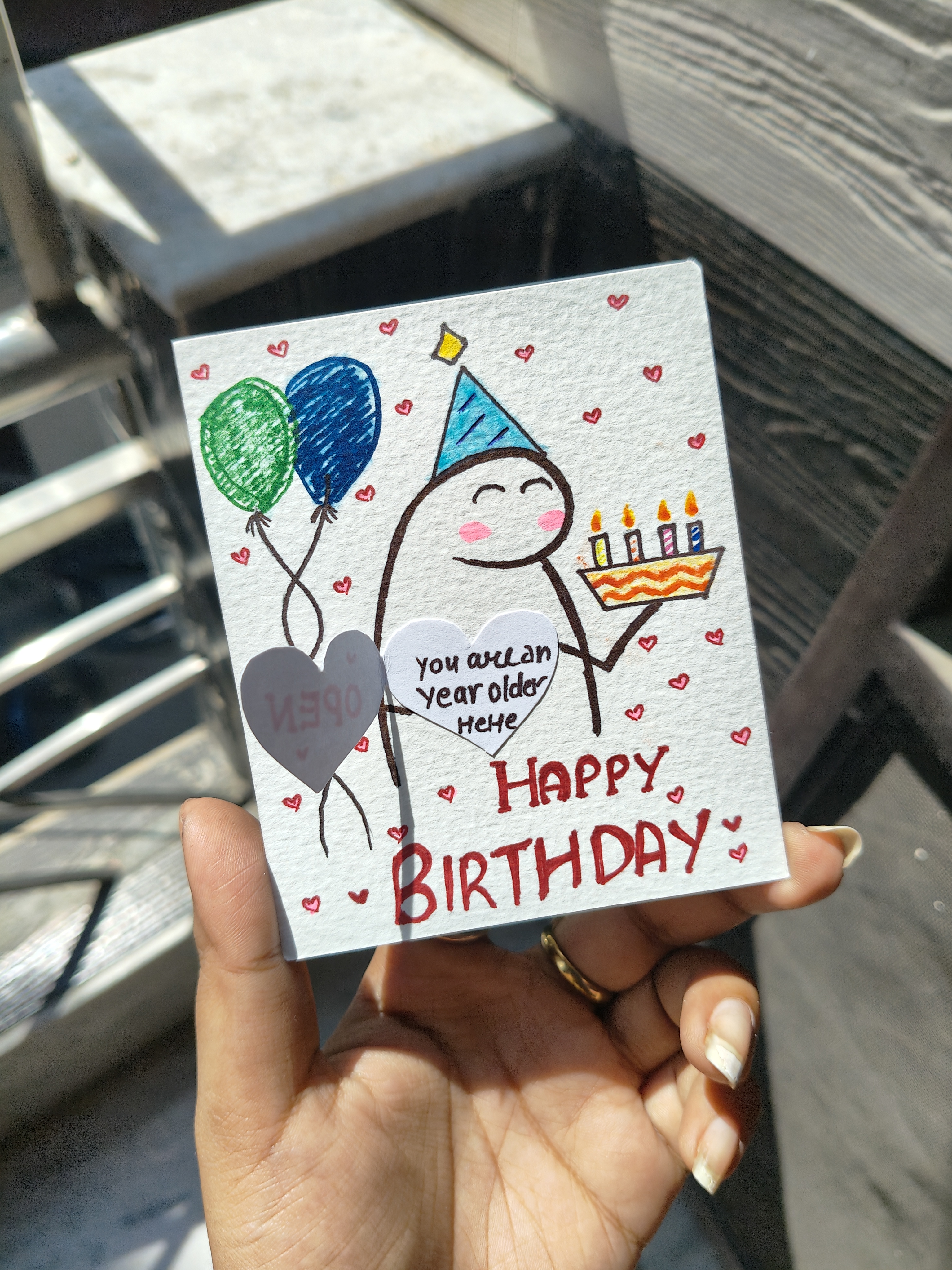 Happy Birthday Cake color Handmade Card 