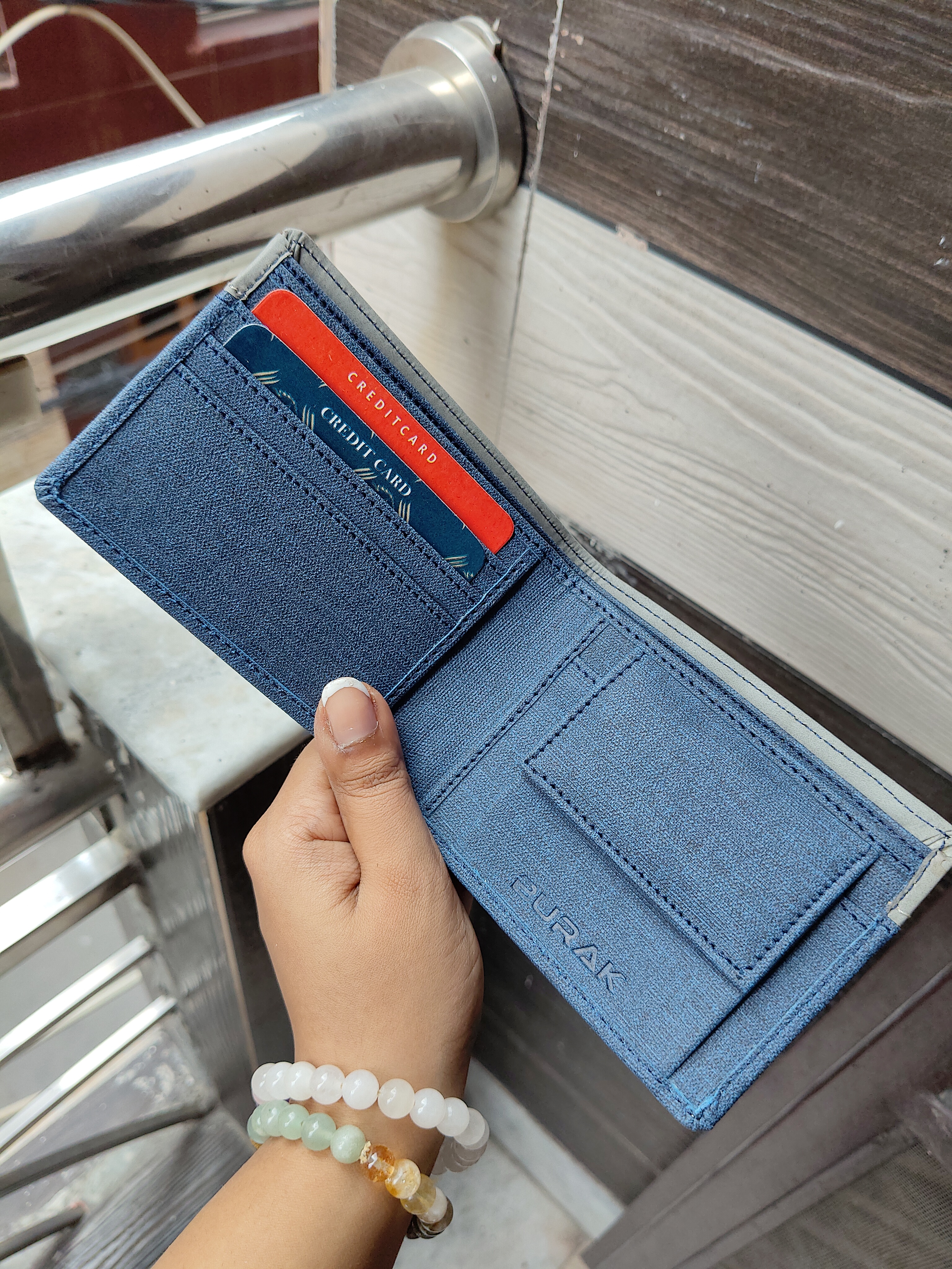 Burak Blue Grey Men Wallet 