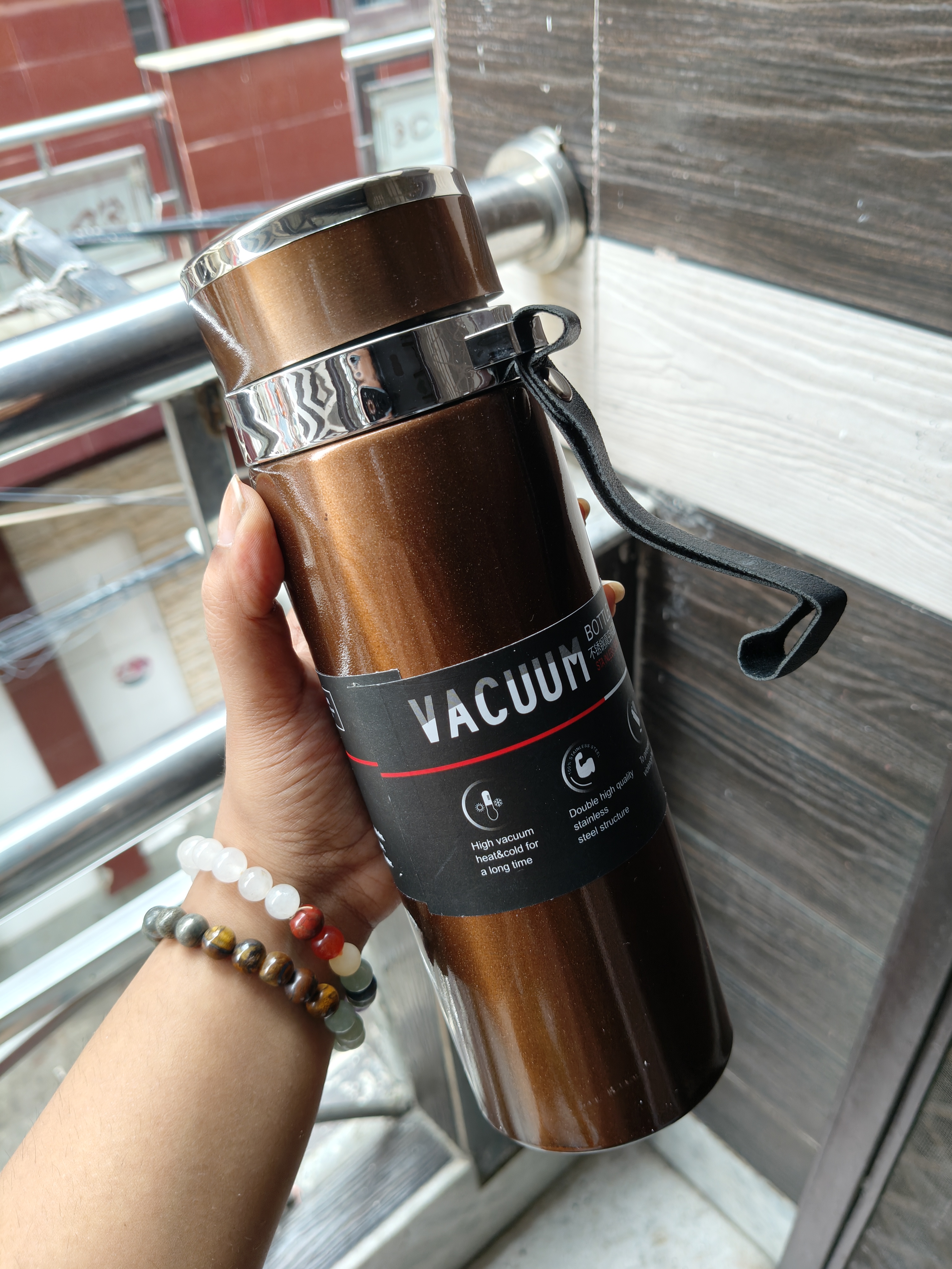 Brown Vaccum Cup Cold/Hot Bottle 