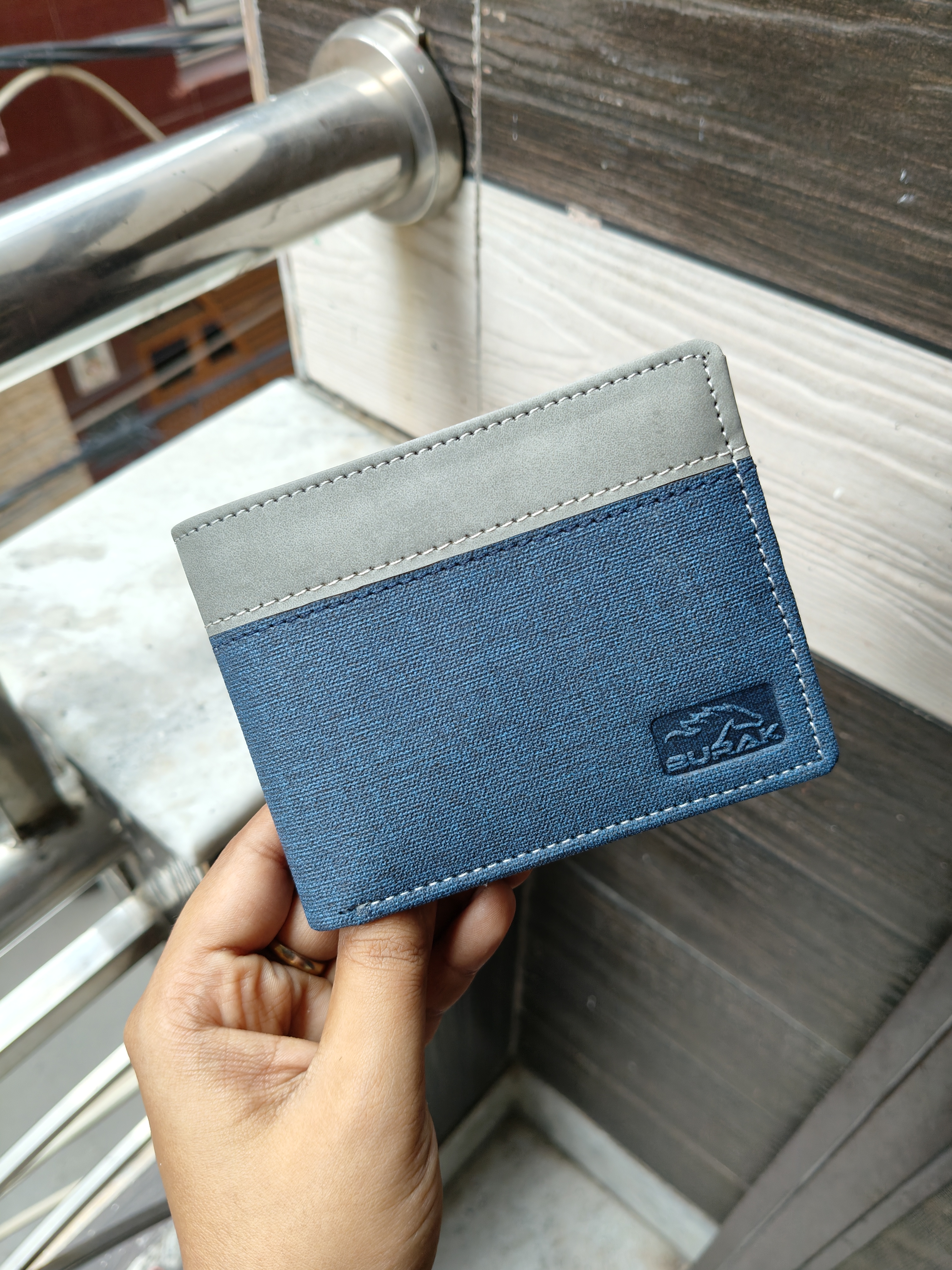 Burak Blue Grey Men Wallet 