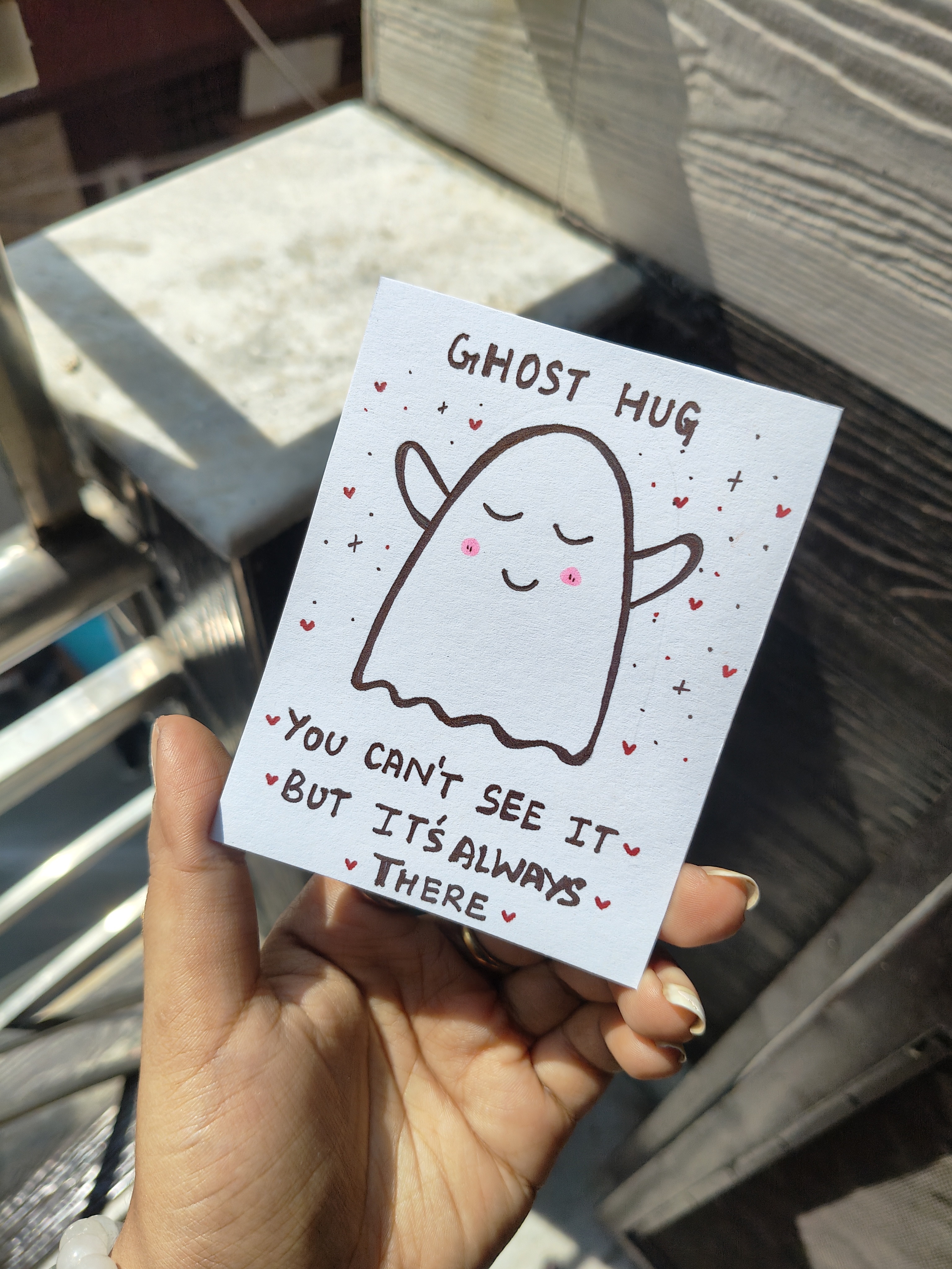 Ghost Hug Handmade Card 
