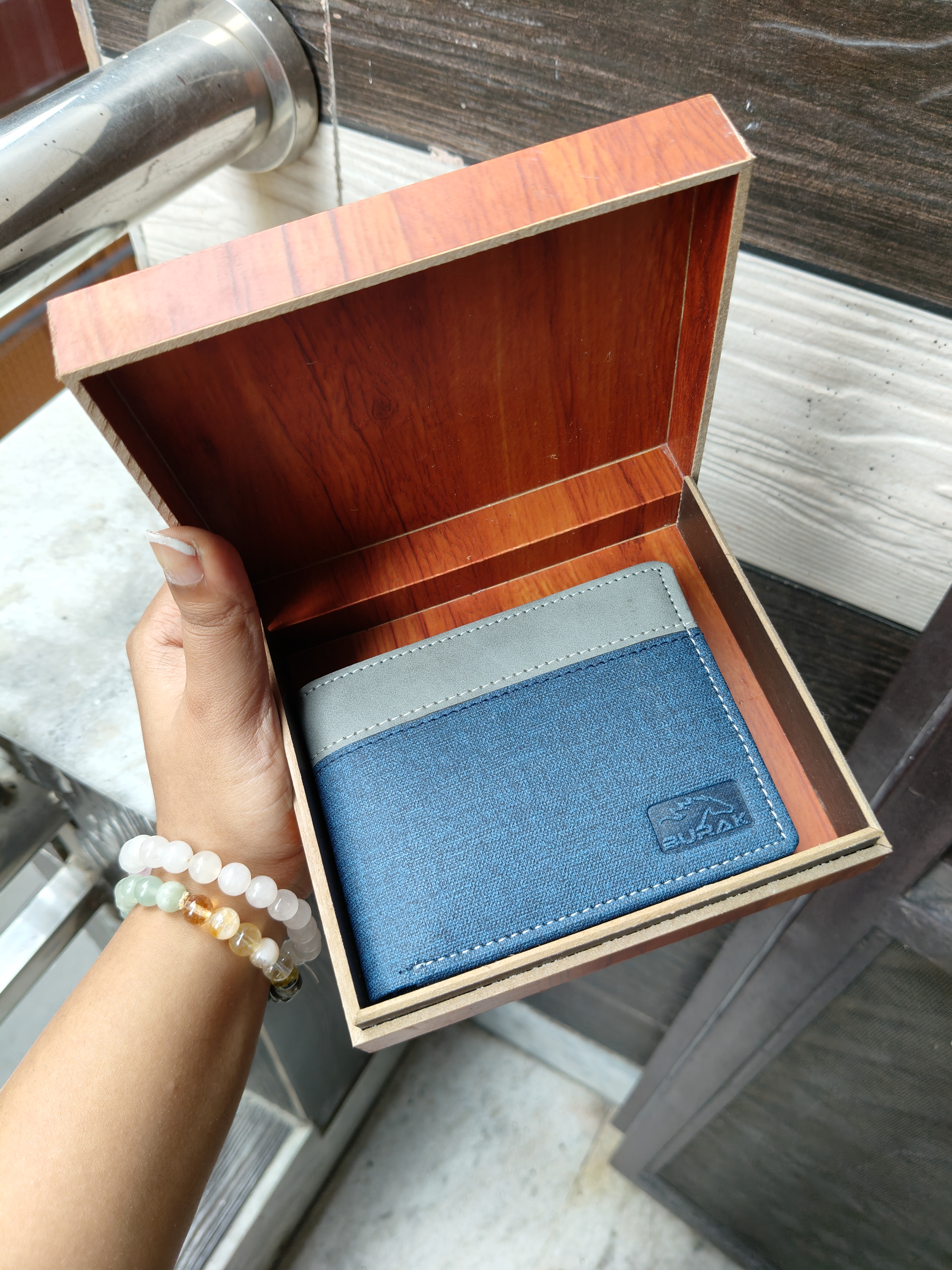 Burak Blue Grey Men Wallet 