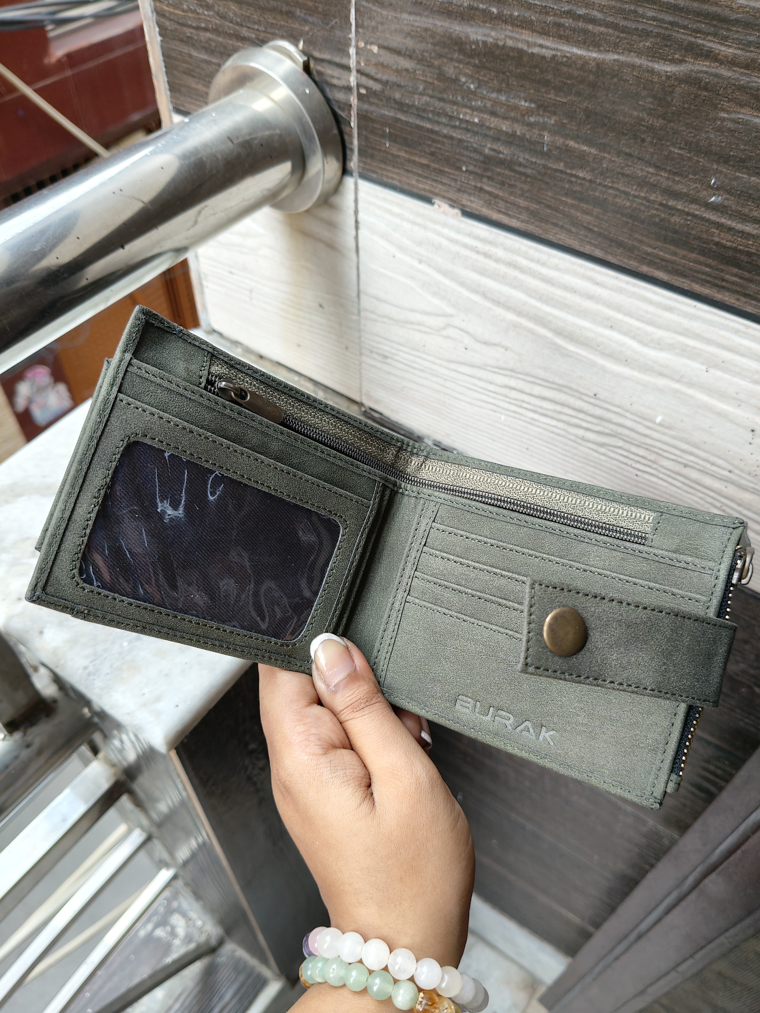 Burak Olive Green Men Wallet 