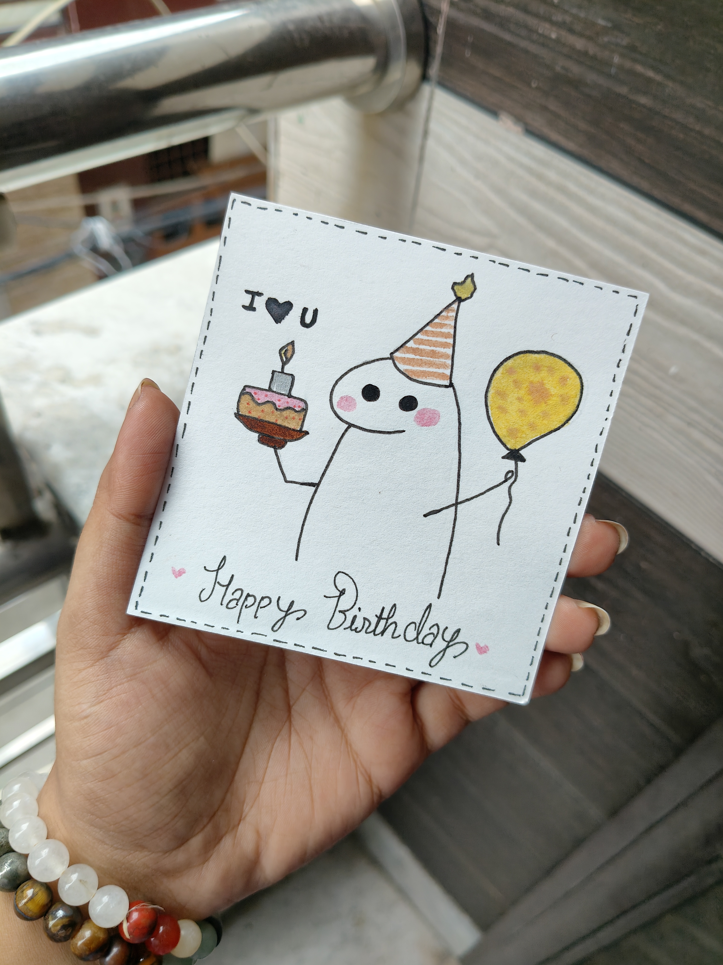 Happy Birthday Party Cake Handmade Card 